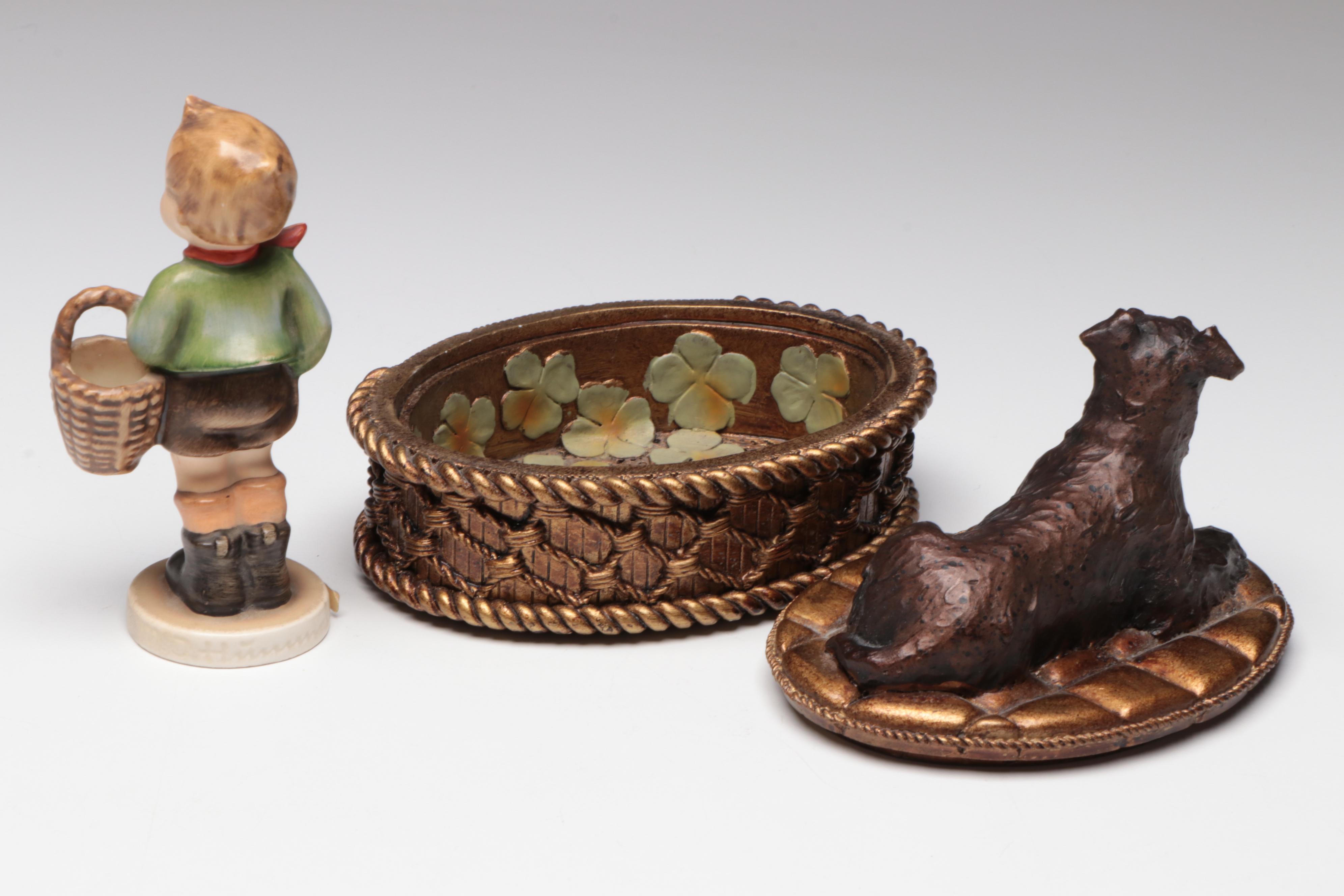 Goebel "Village Boy" Porcelain Hummel Figurine with Chalkware and Other Décor