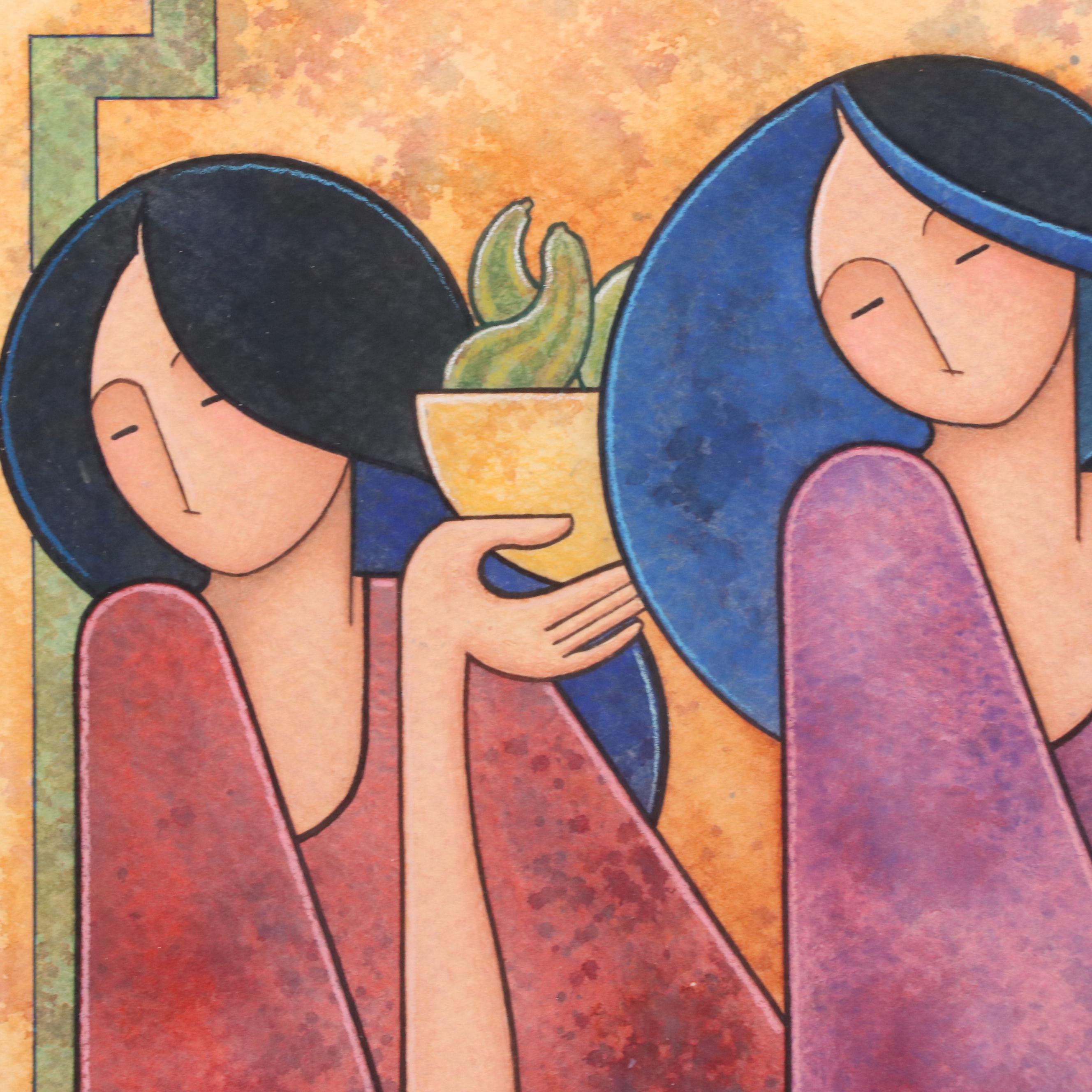 G. E. Mullan Watercolor Painting "The Gift of the Harvest," Circa 1995