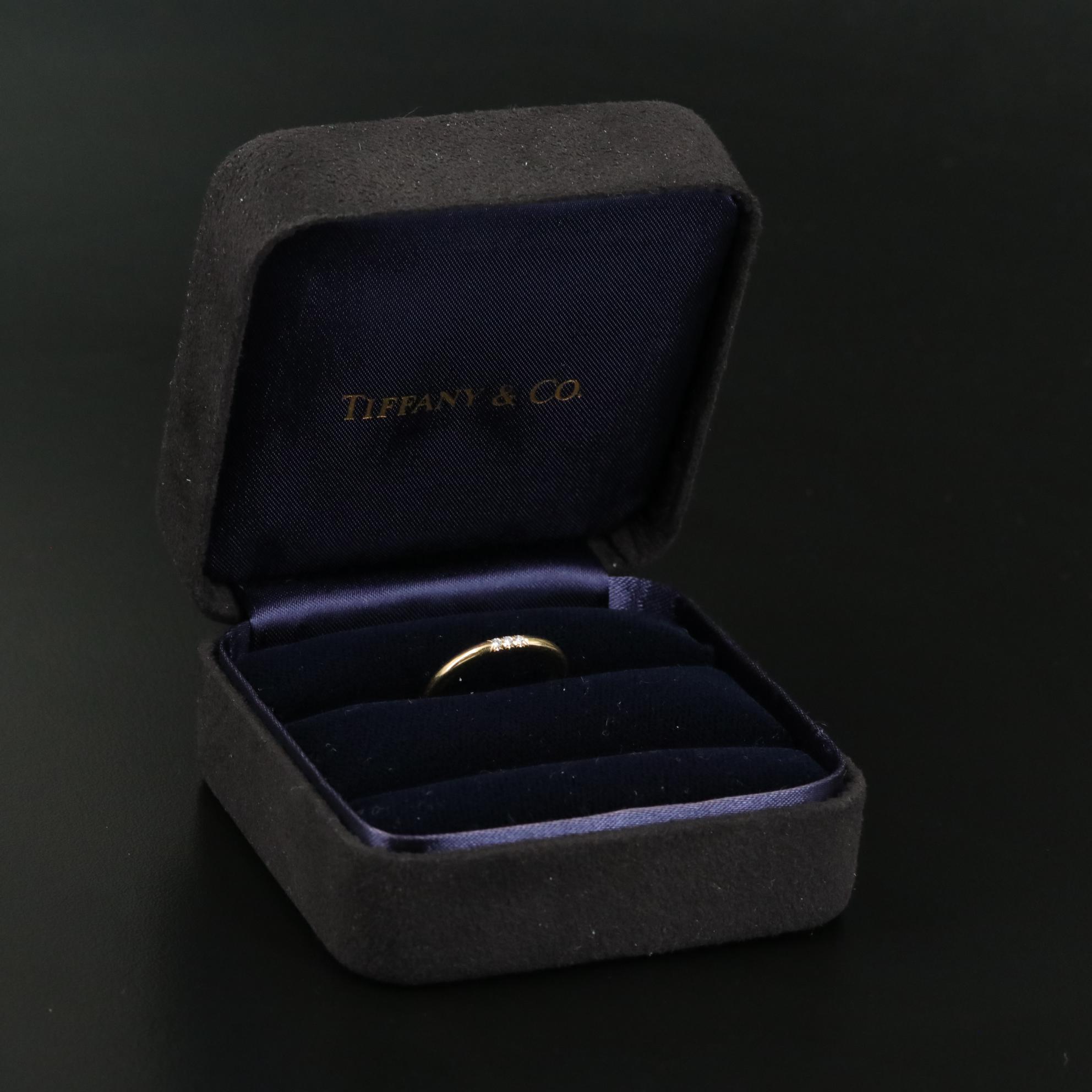 Tiffany & Co. 18K Three Diamond Classic Band