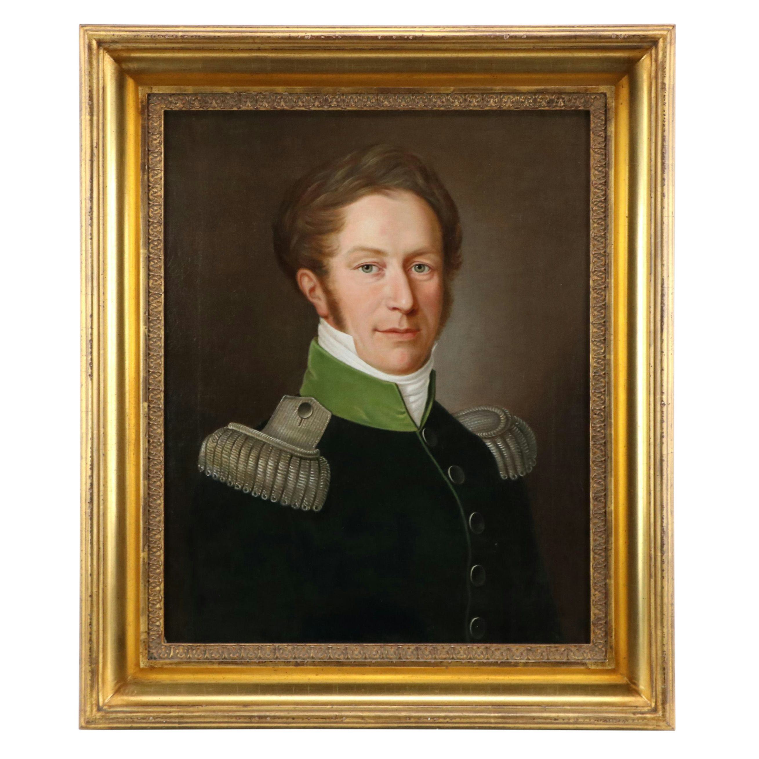 C. Burkhardt Military Portrait Oil Painting, 1820