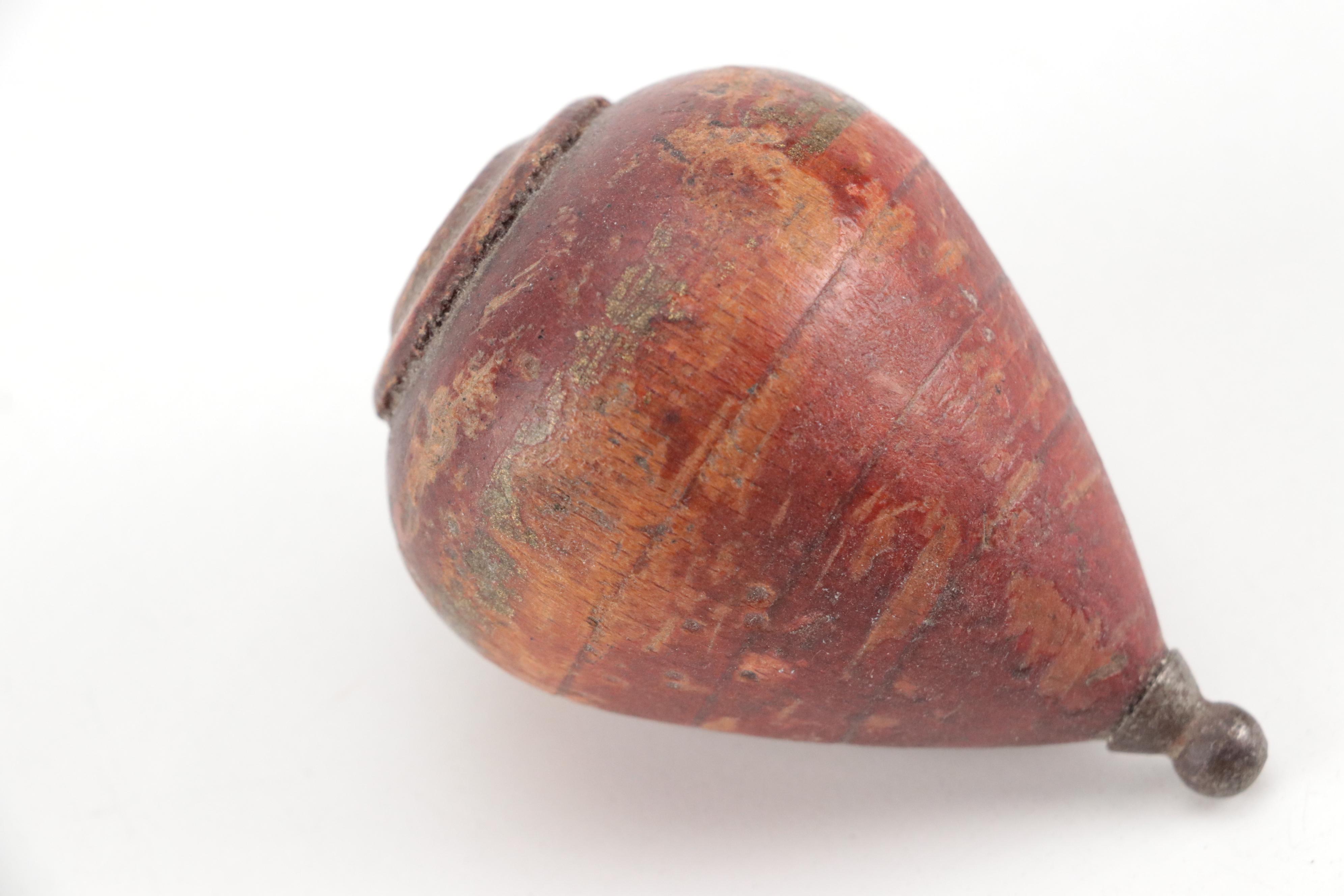 Turned Hand-Carved Spinning Top with Other Spinning Tops