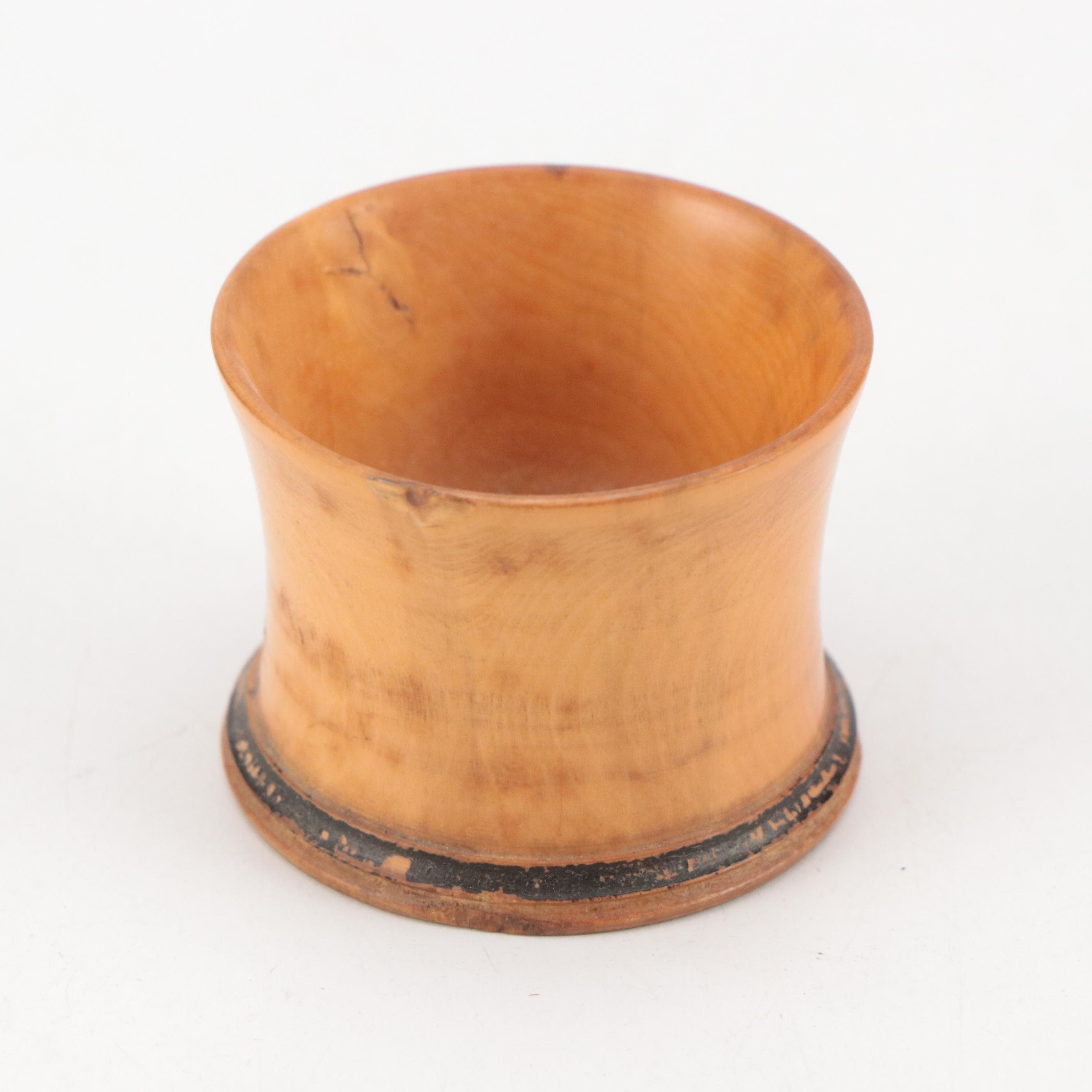 Victorian Treenware Tooth Powder Jar with Other Painted Wooden Jars