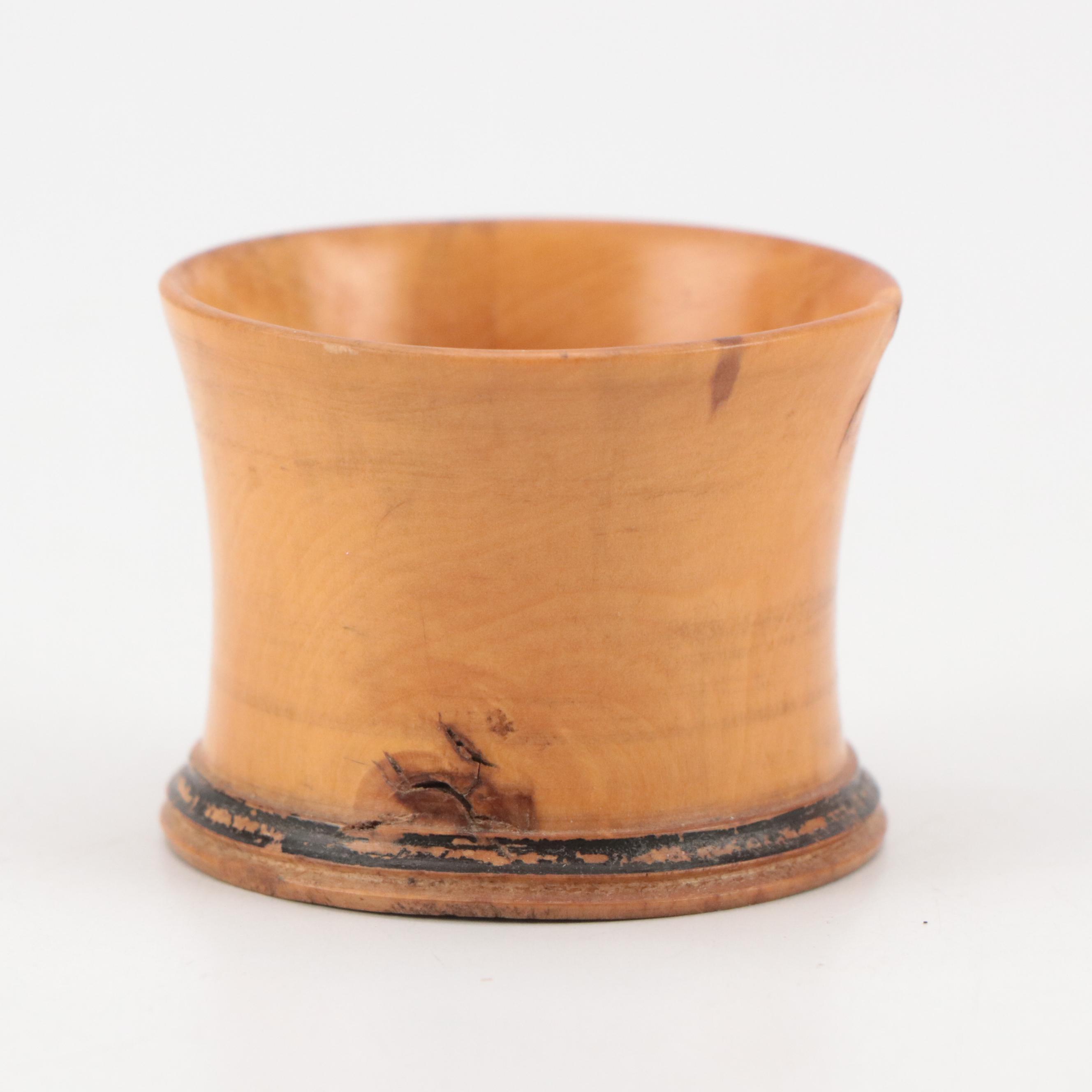 Victorian Treenware Tooth Powder Jar with Other Painted Wooden Jars