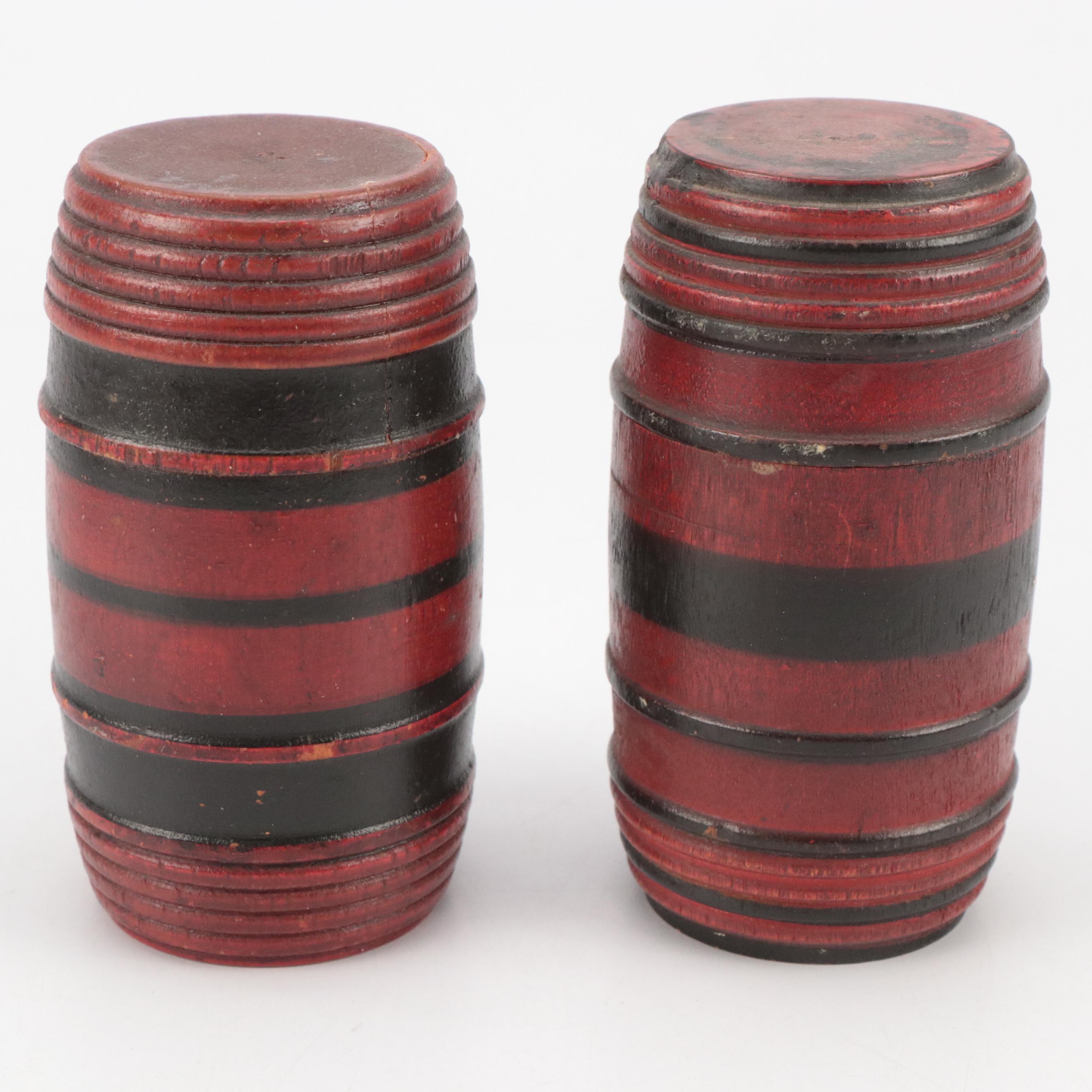 Treenware Needle Cases with Bank and Other Containers