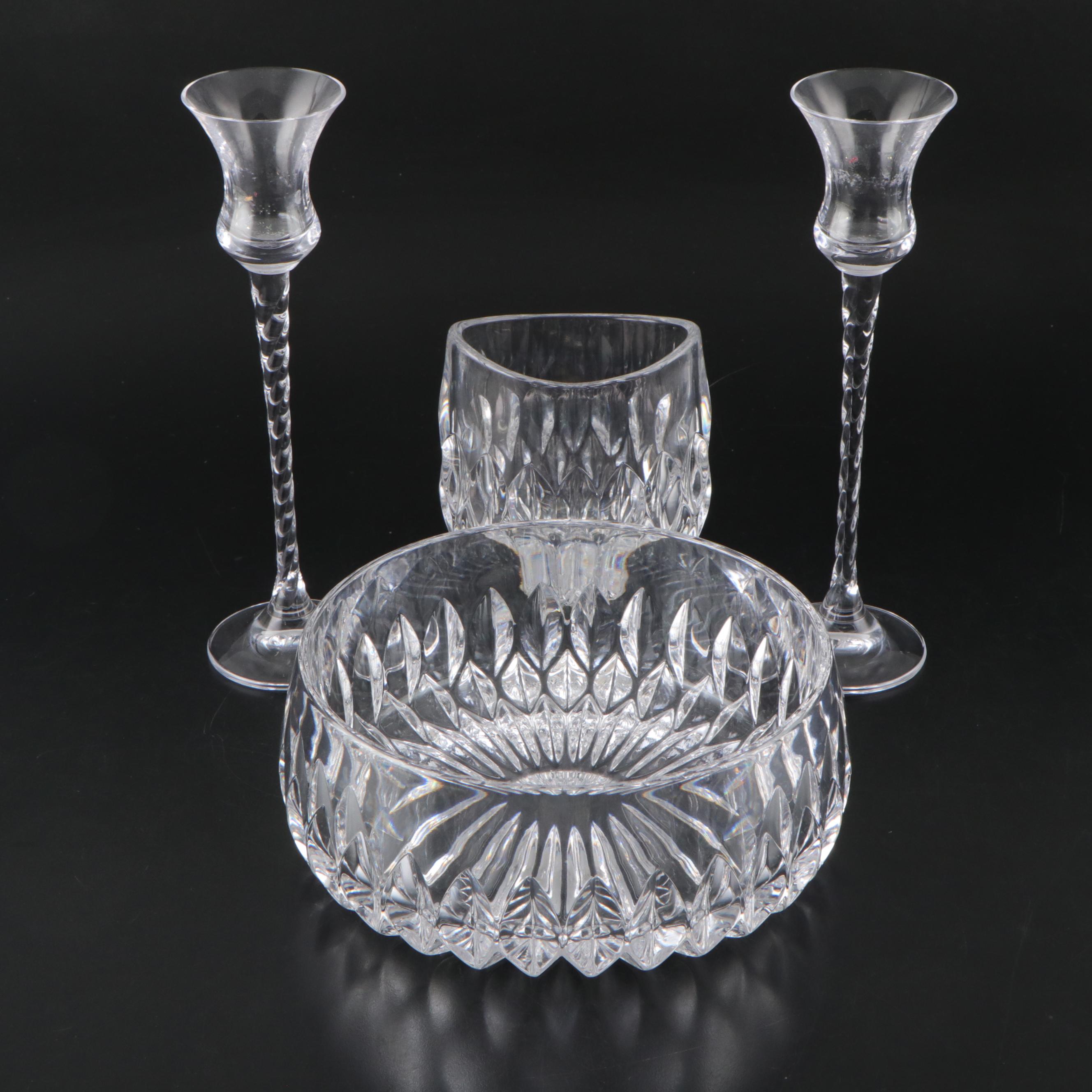 Gorham "Althea" Crystal Bowl and Pocket Vase with Mikasa "Everest" Candlesticks