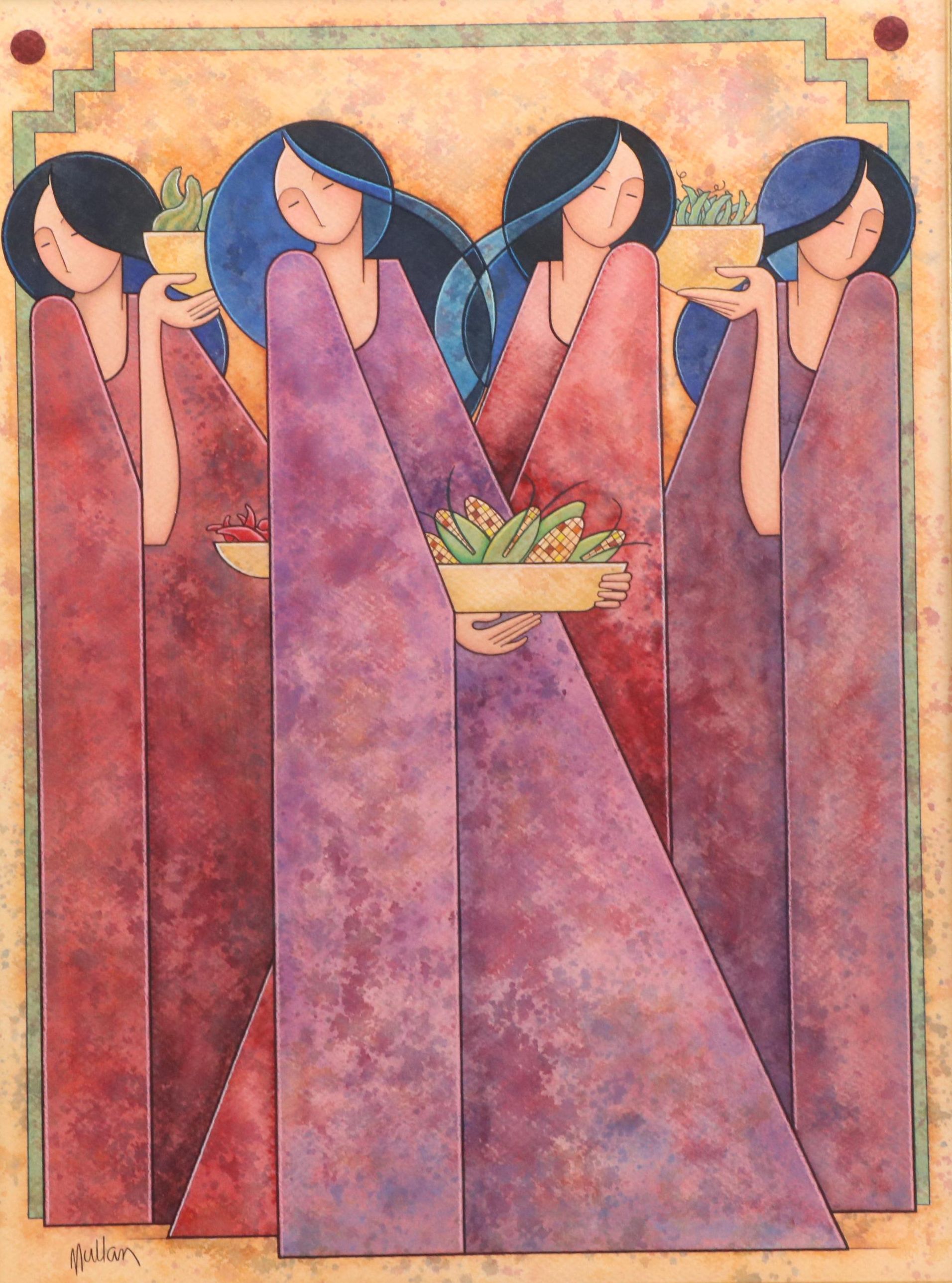 G. E. Mullan Watercolor Painting "The Gift of the Harvest," Circa 1995