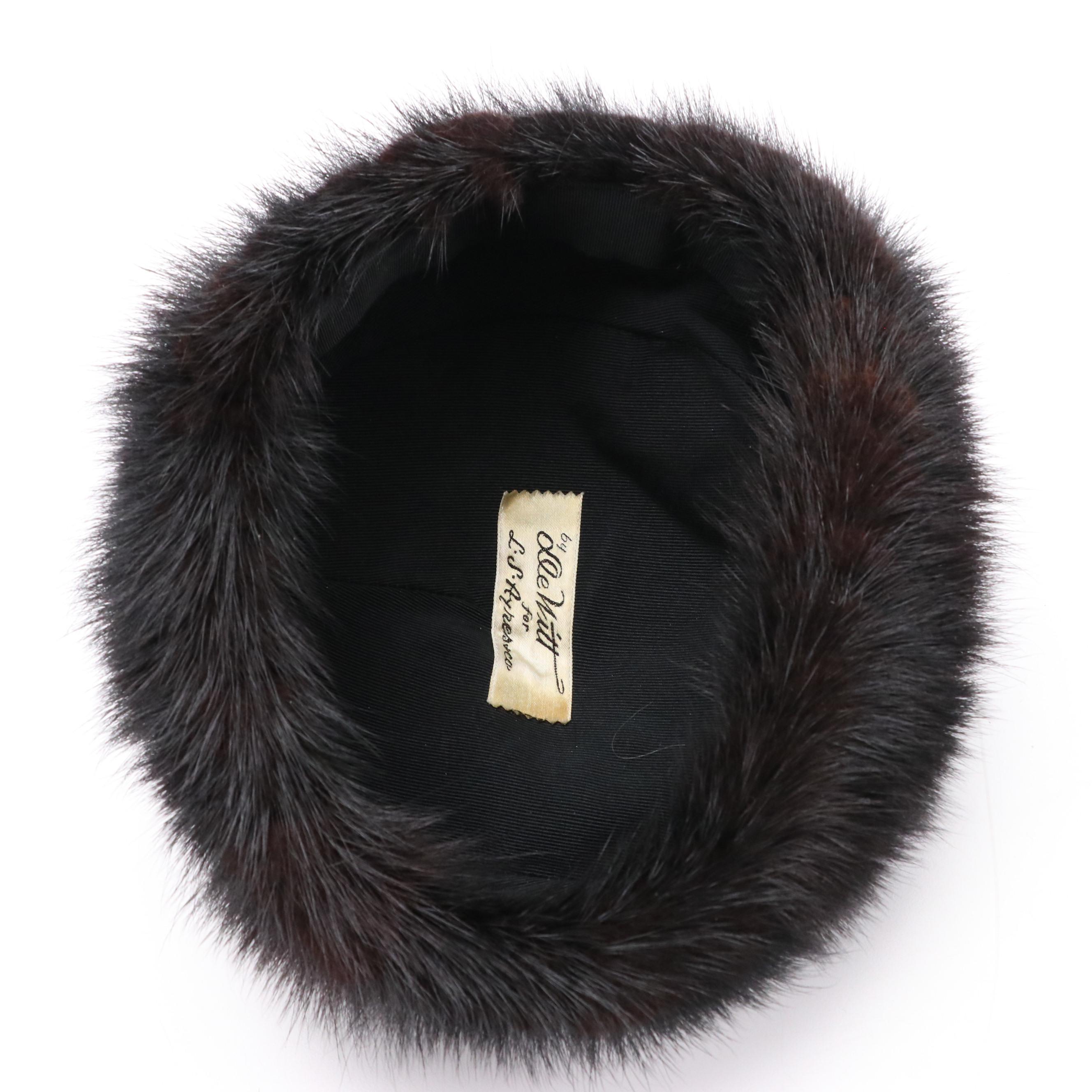 Mink Fur Hat, Short/Wide Brim Hats, Birdcage Fascinator with Brooch Pin, Boxes