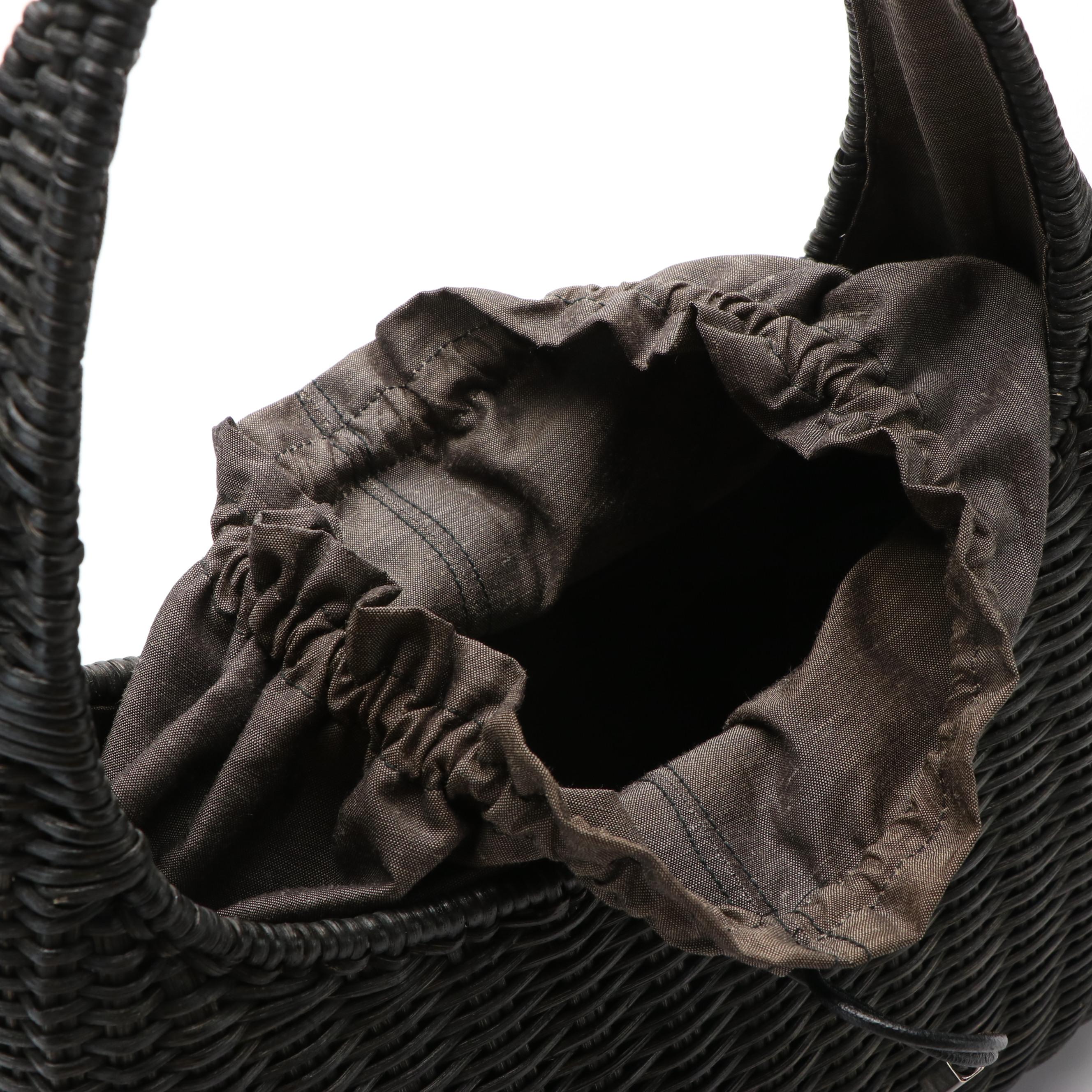 Salvatore Ferragamo Basket Weave Shoulder Bag in Black Wicker