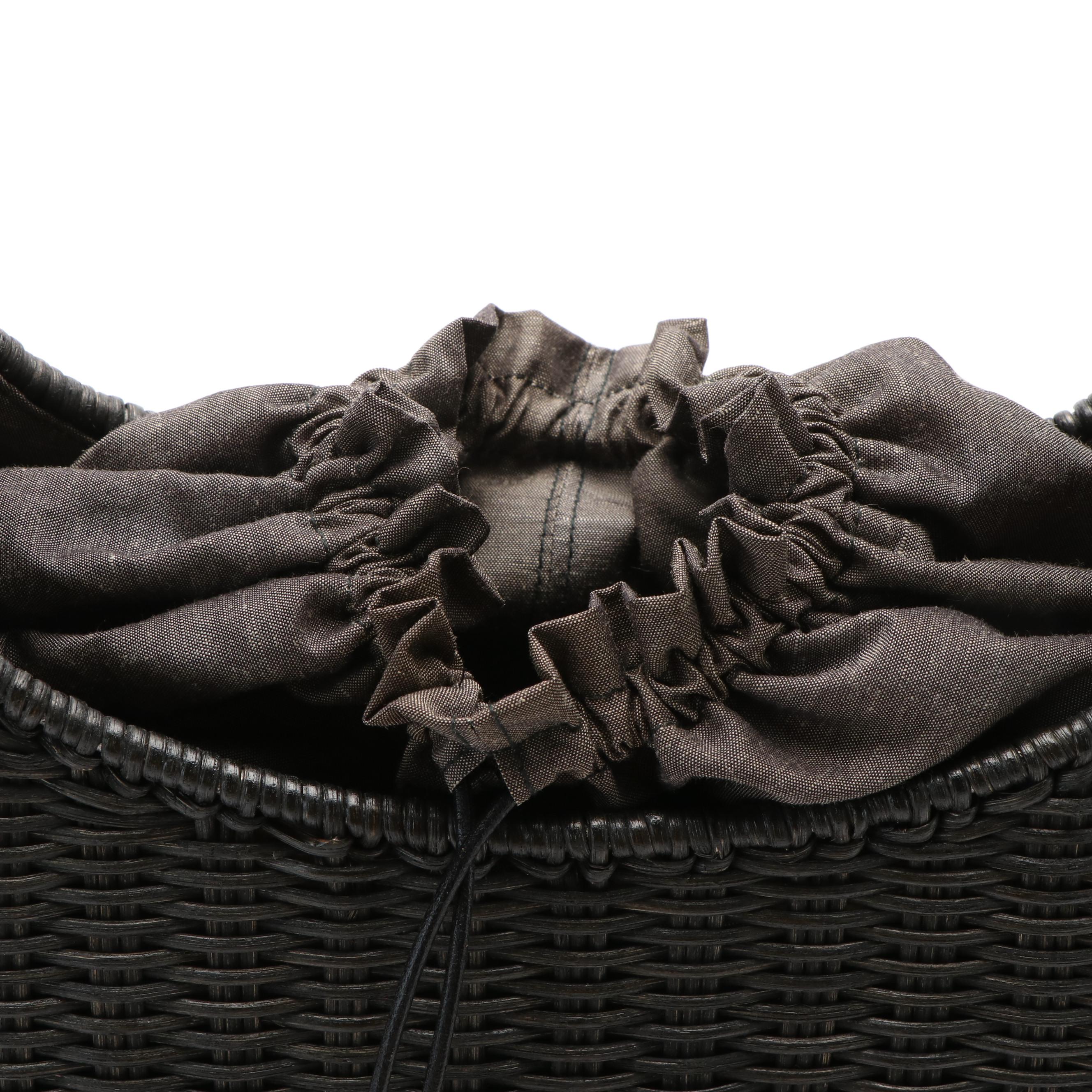 Salvatore Ferragamo Basket Weave Shoulder Bag in Black Wicker