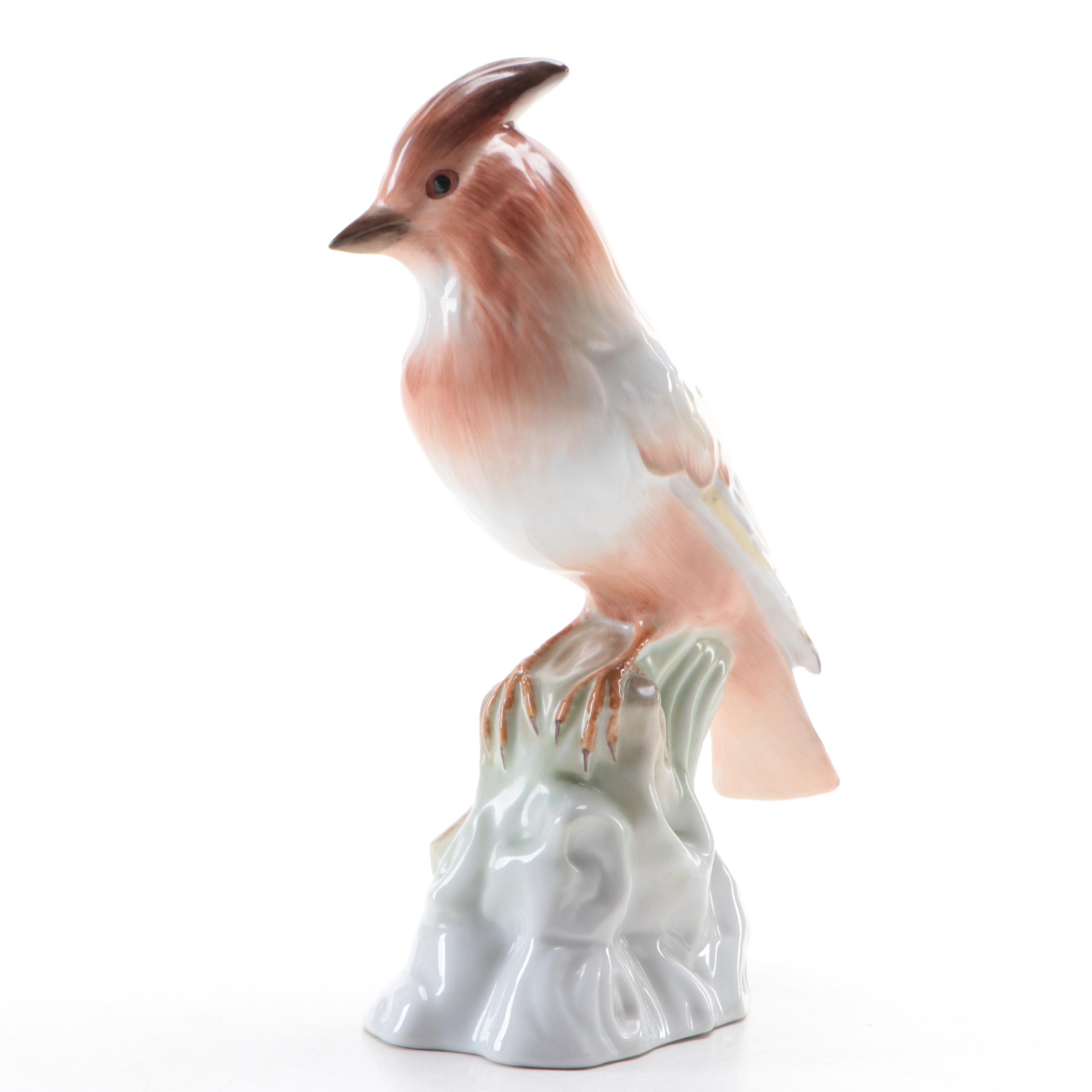 Herend Natural "Bohemian Waxwing" Porcelain Figurine