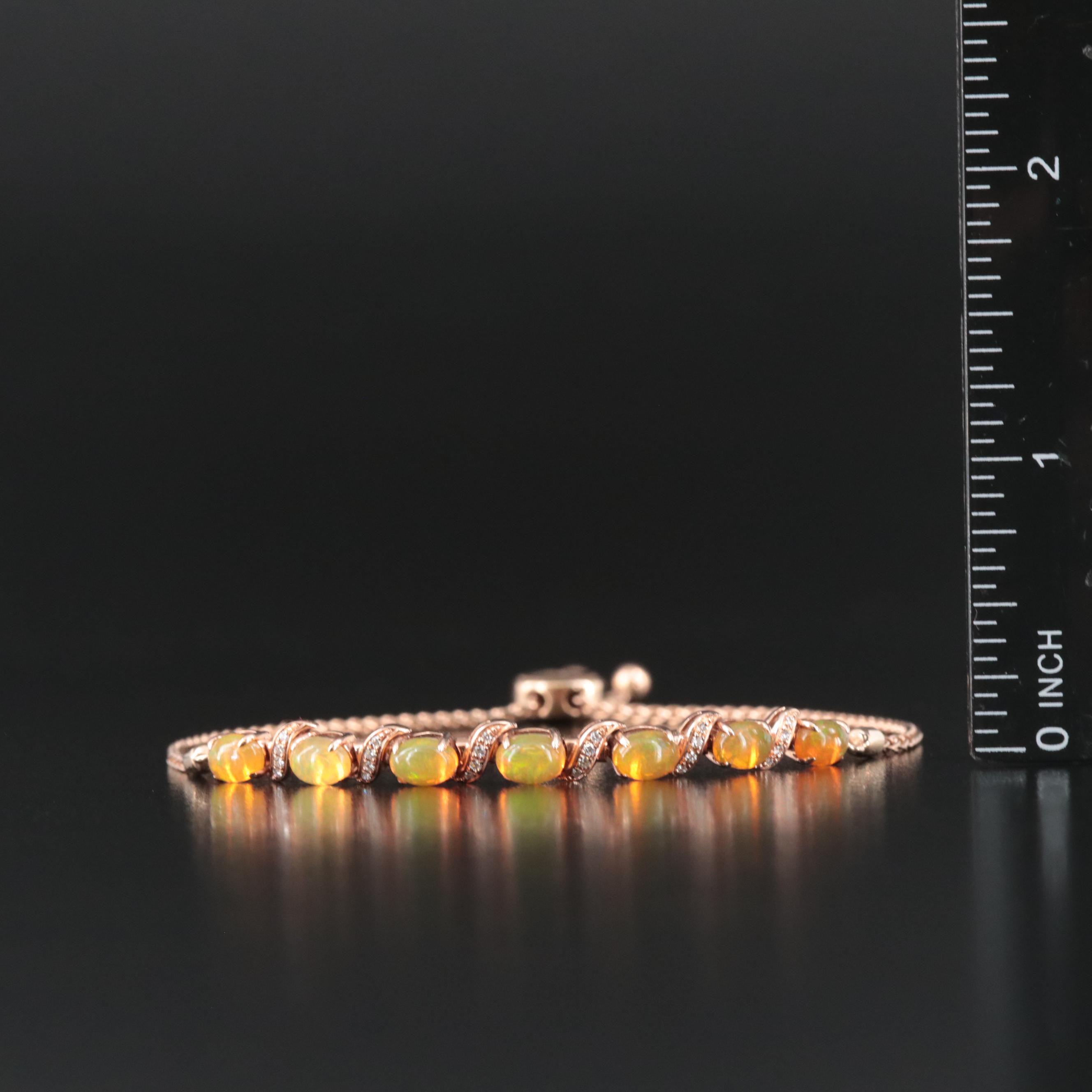 Le Vian 14K Rose Gold Opal and Diamond Bolo Slide Bracelet