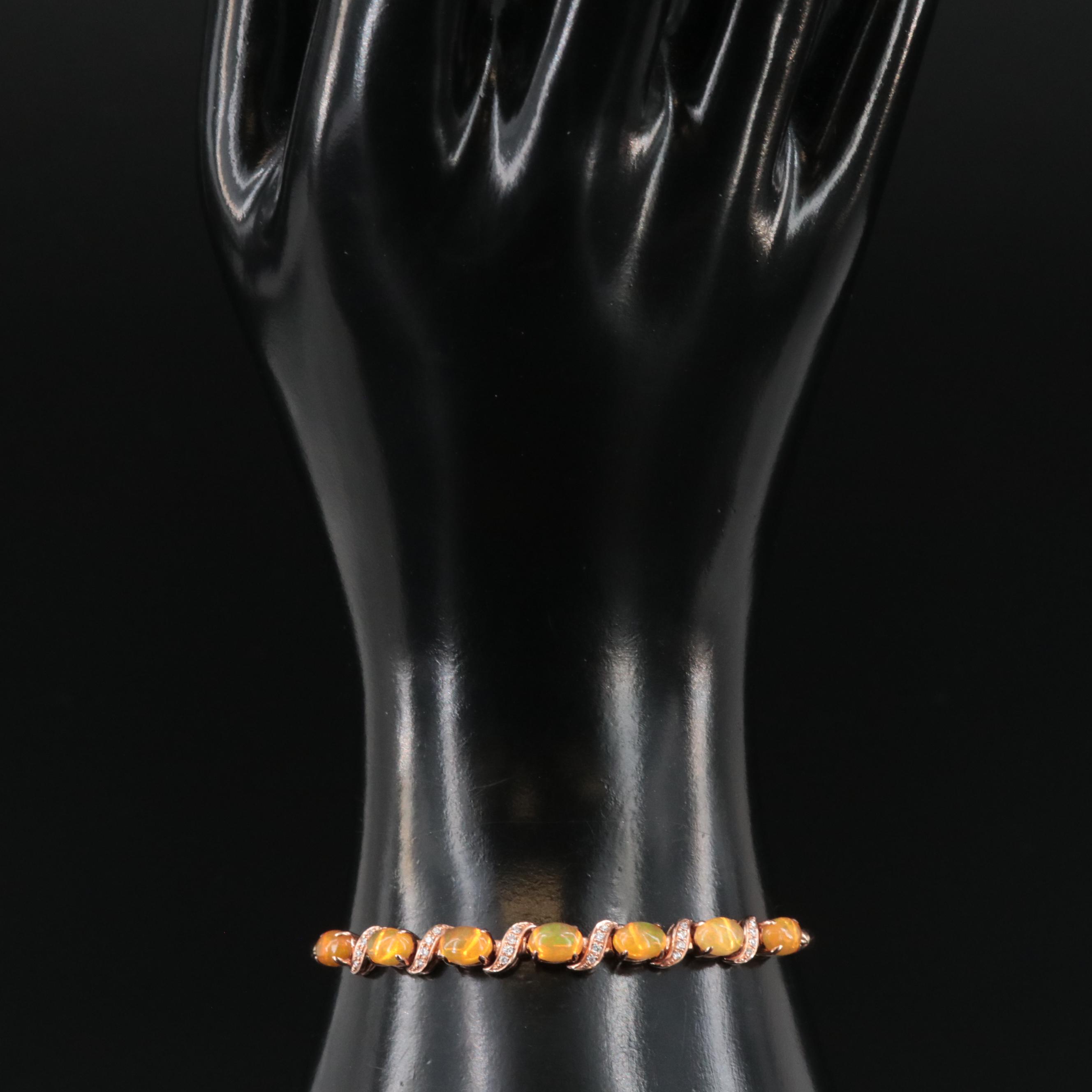 Le Vian 14K Rose Gold Opal and Diamond Bolo Slide Bracelet