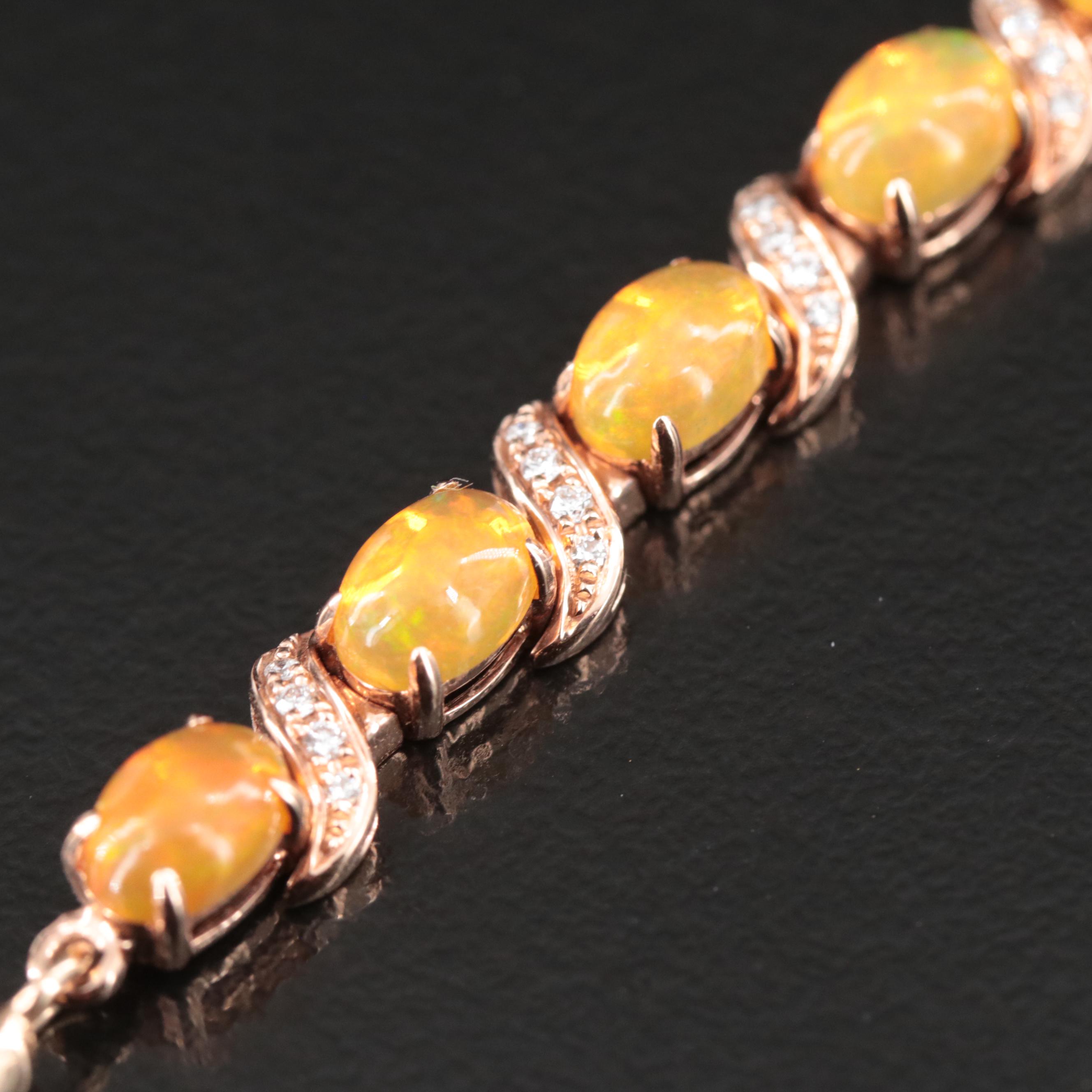 Le Vian 14K Rose Gold Opal and Diamond Bolo Slide Bracelet