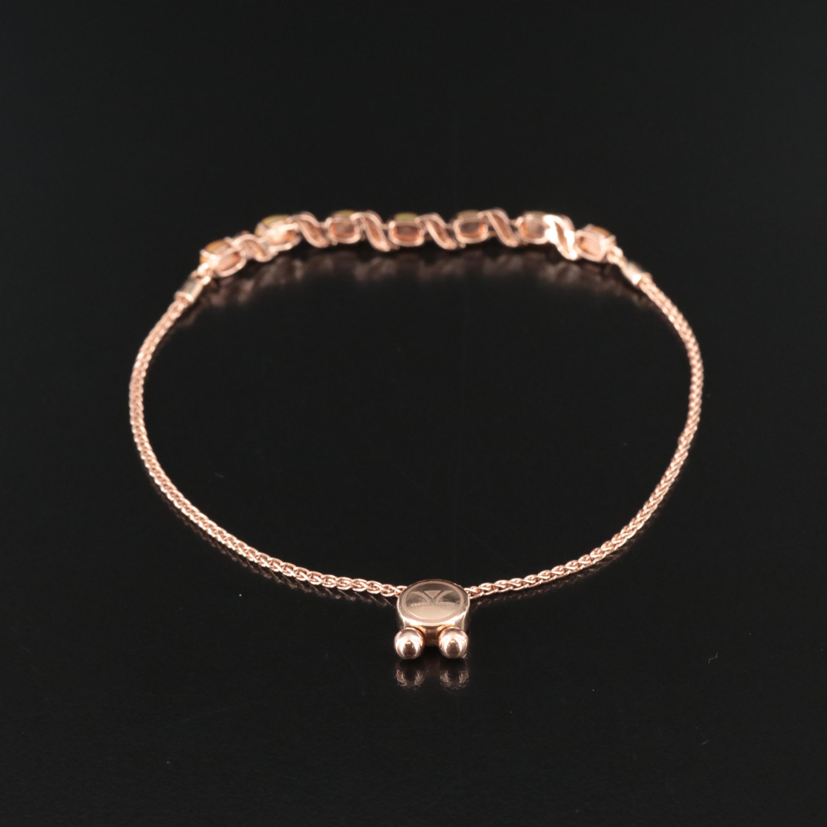 Le Vian 14K Rose Gold Opal and Diamond Bolo Slide Bracelet