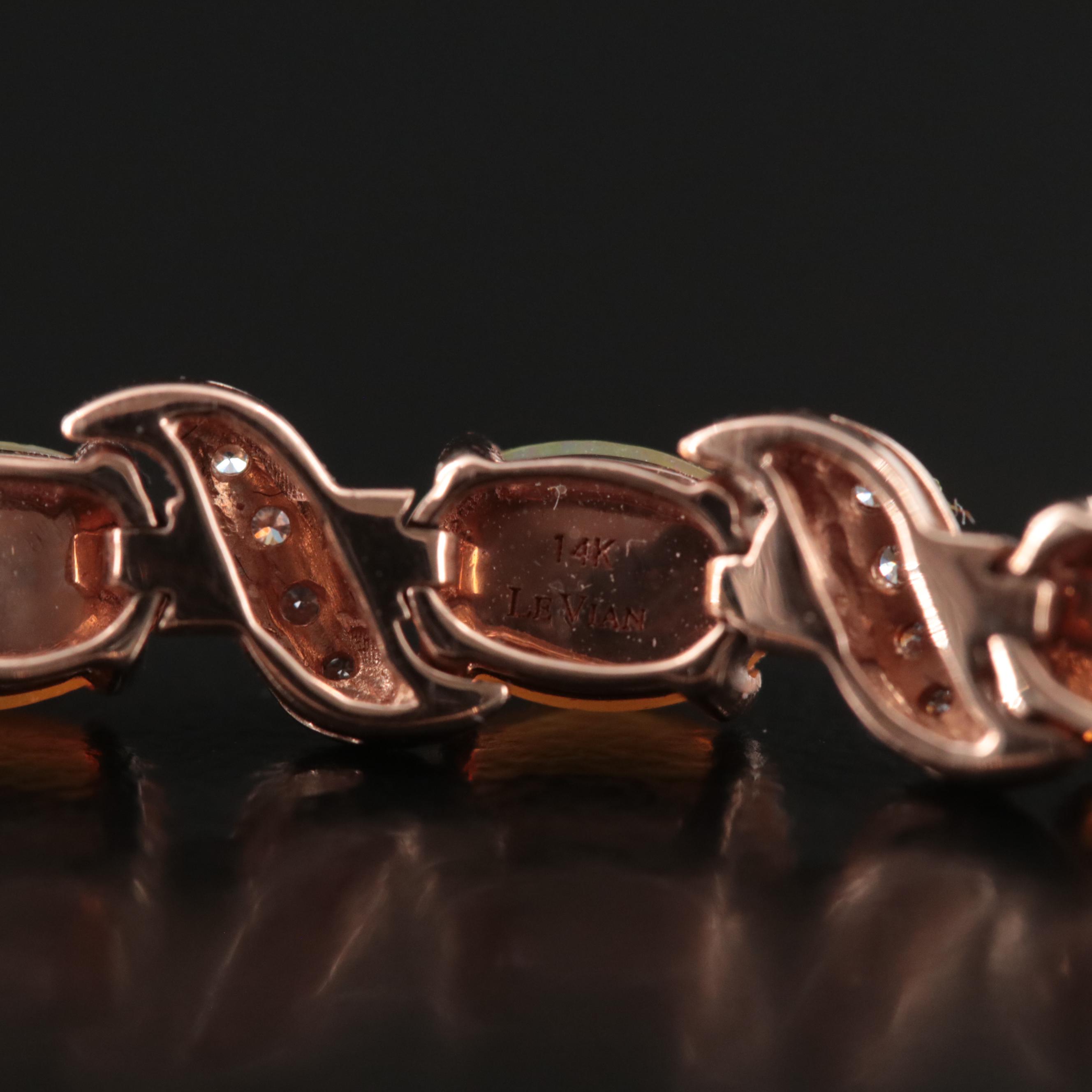 Le Vian 14K Rose Gold Opal and Diamond Bolo Slide Bracelet