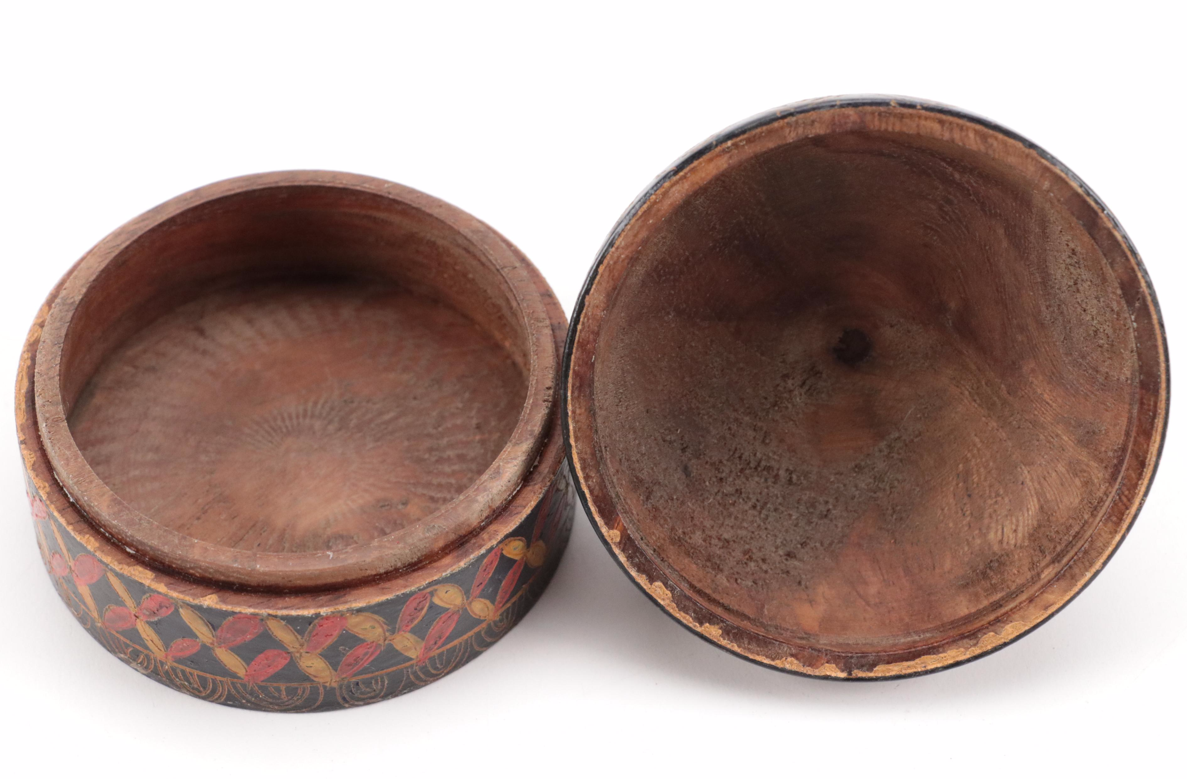 Floral Motif Wood Box with Finished Wood Powder Box and More