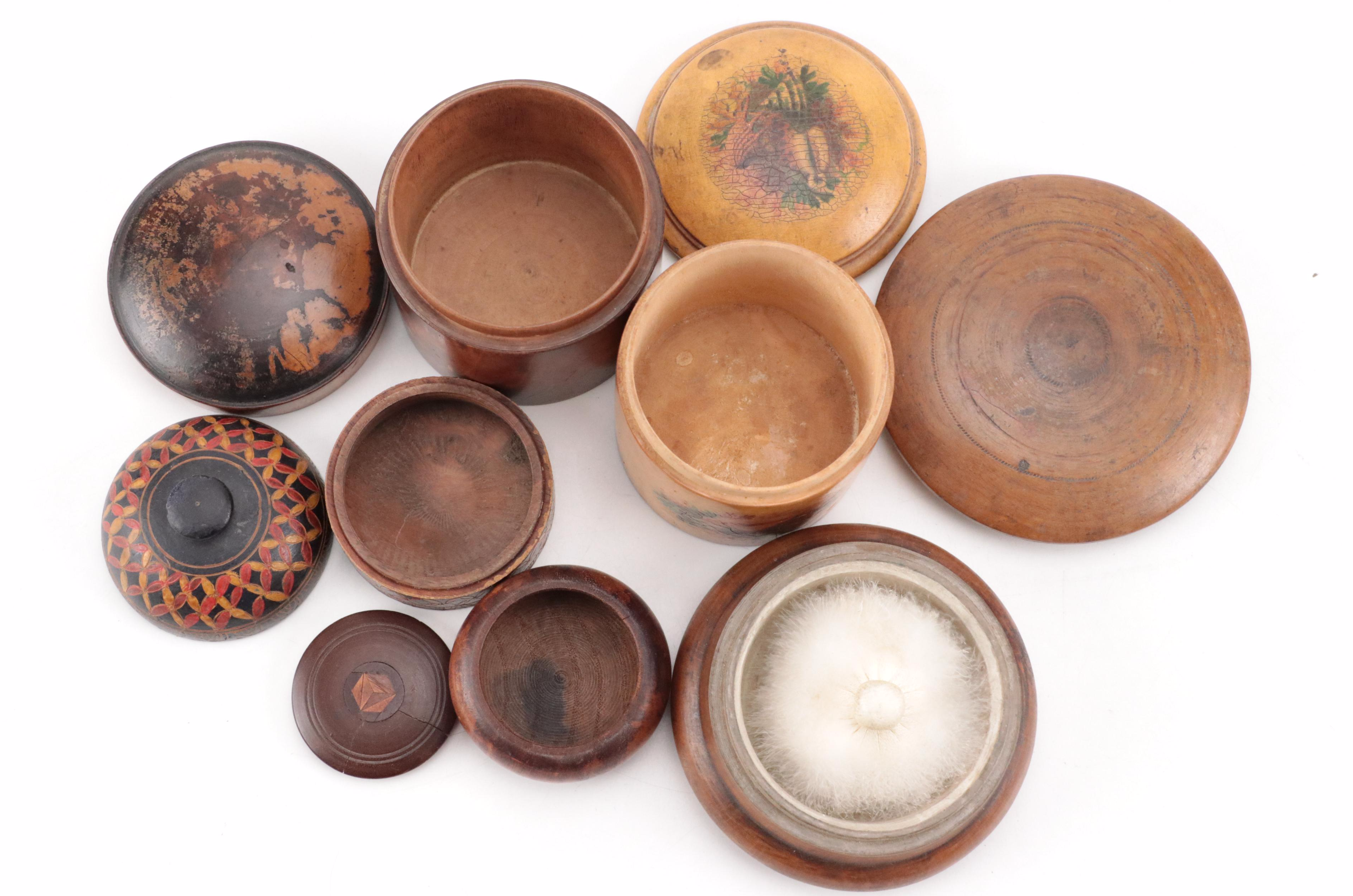 Floral Motif Wood Box with Finished Wood Powder Box and More