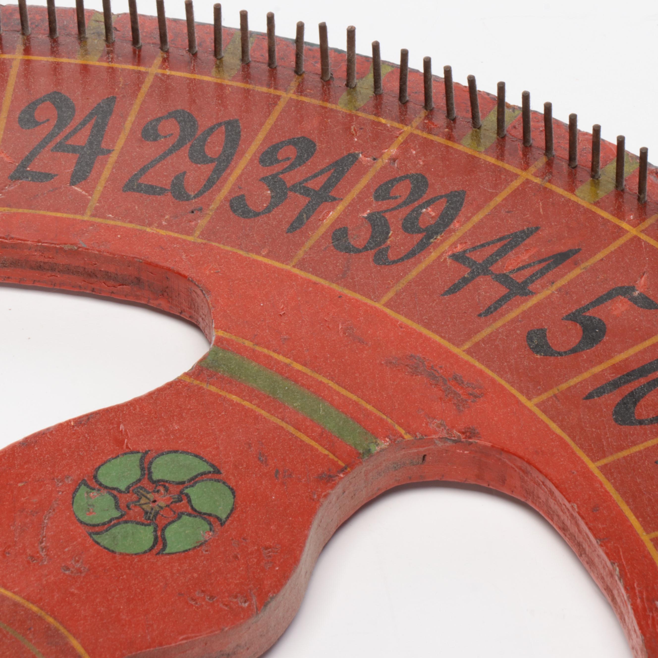 Hand-Painted Wood Carnival Game Wheel, Early to Mid-20th Century