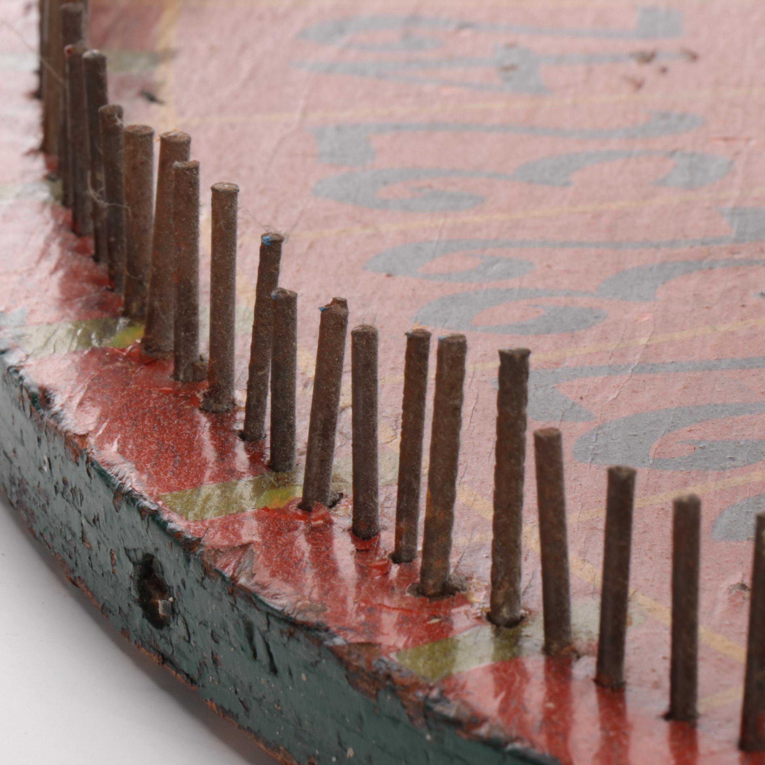 Hand-Painted Wood Carnival Game Wheel, Early to Mid-20th Century