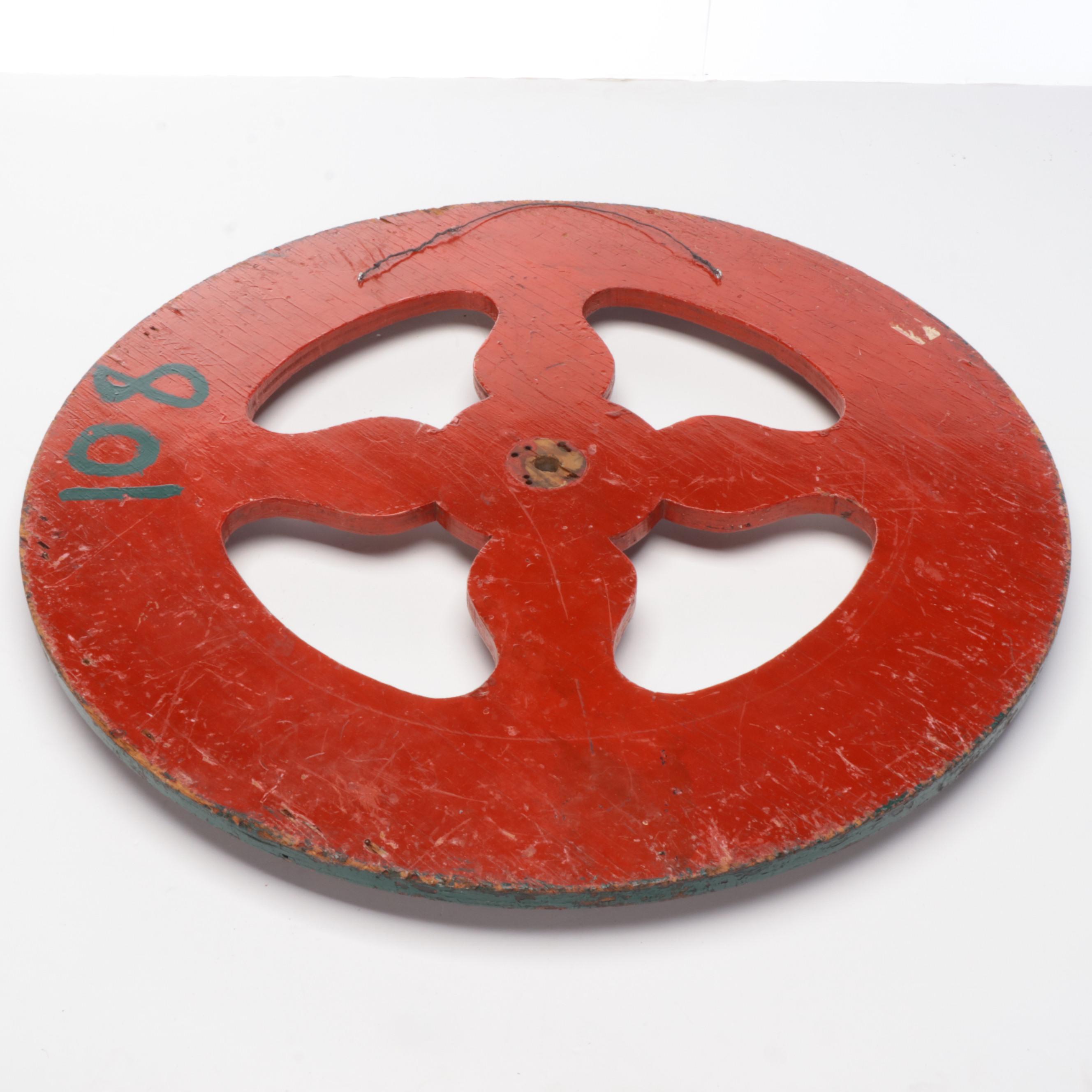 Hand-Painted Wood Carnival Game Wheel, Early to Mid-20th Century