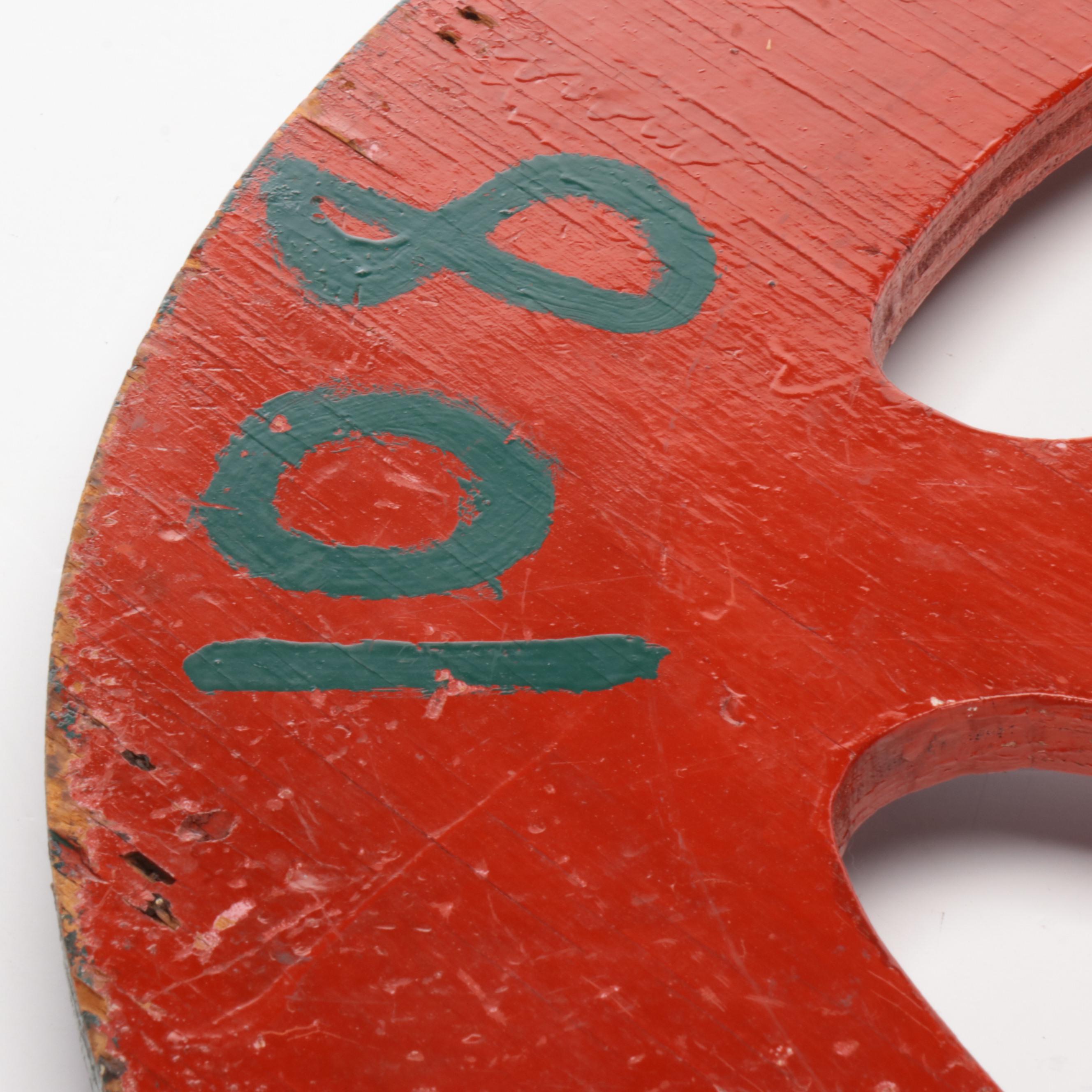 Hand-Painted Wood Carnival Game Wheel, Early to Mid-20th Century