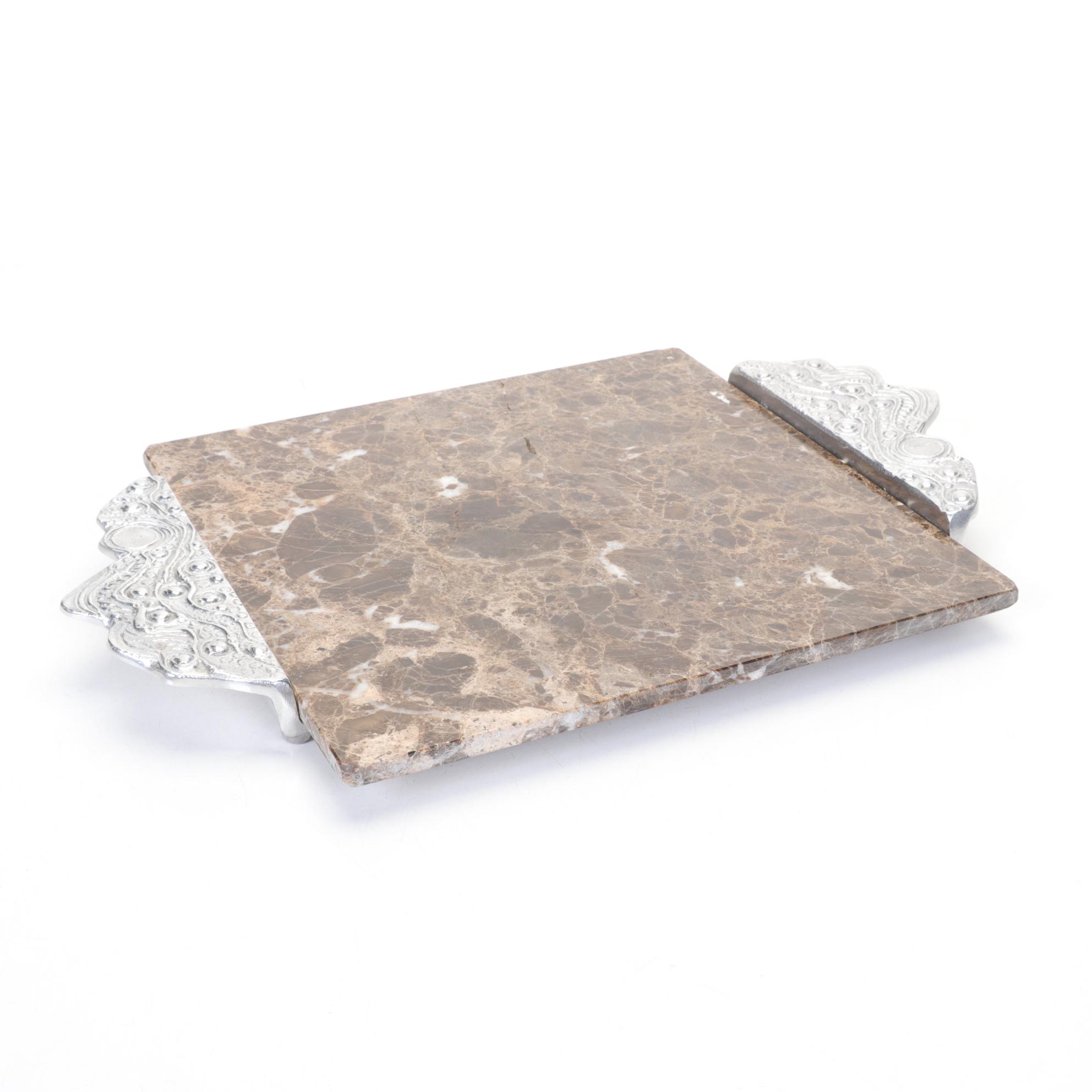 Donald Drumm Studios Marble and Aluminum Cheeseboard