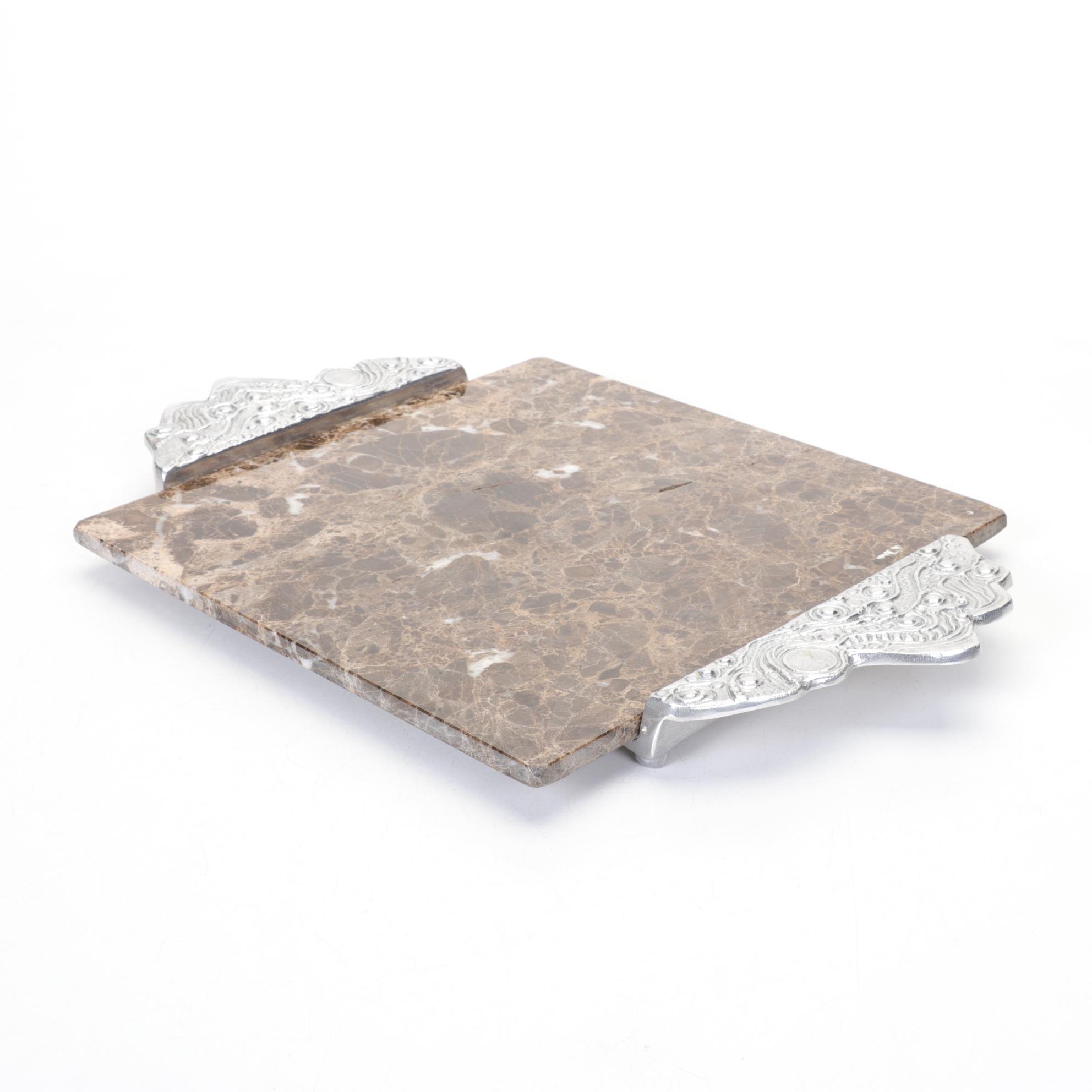 Donald Drumm Studios Marble and Aluminum Cheeseboard