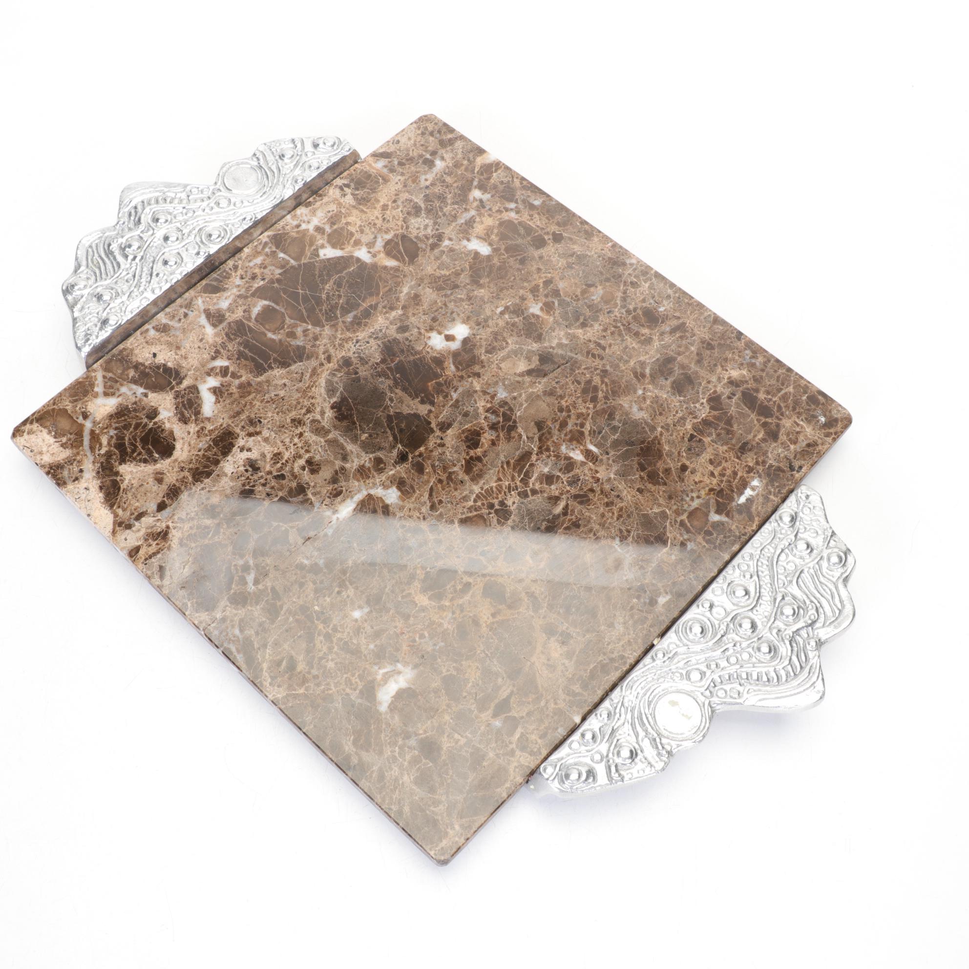 Donald Drumm Studios Marble and Aluminum Cheeseboard