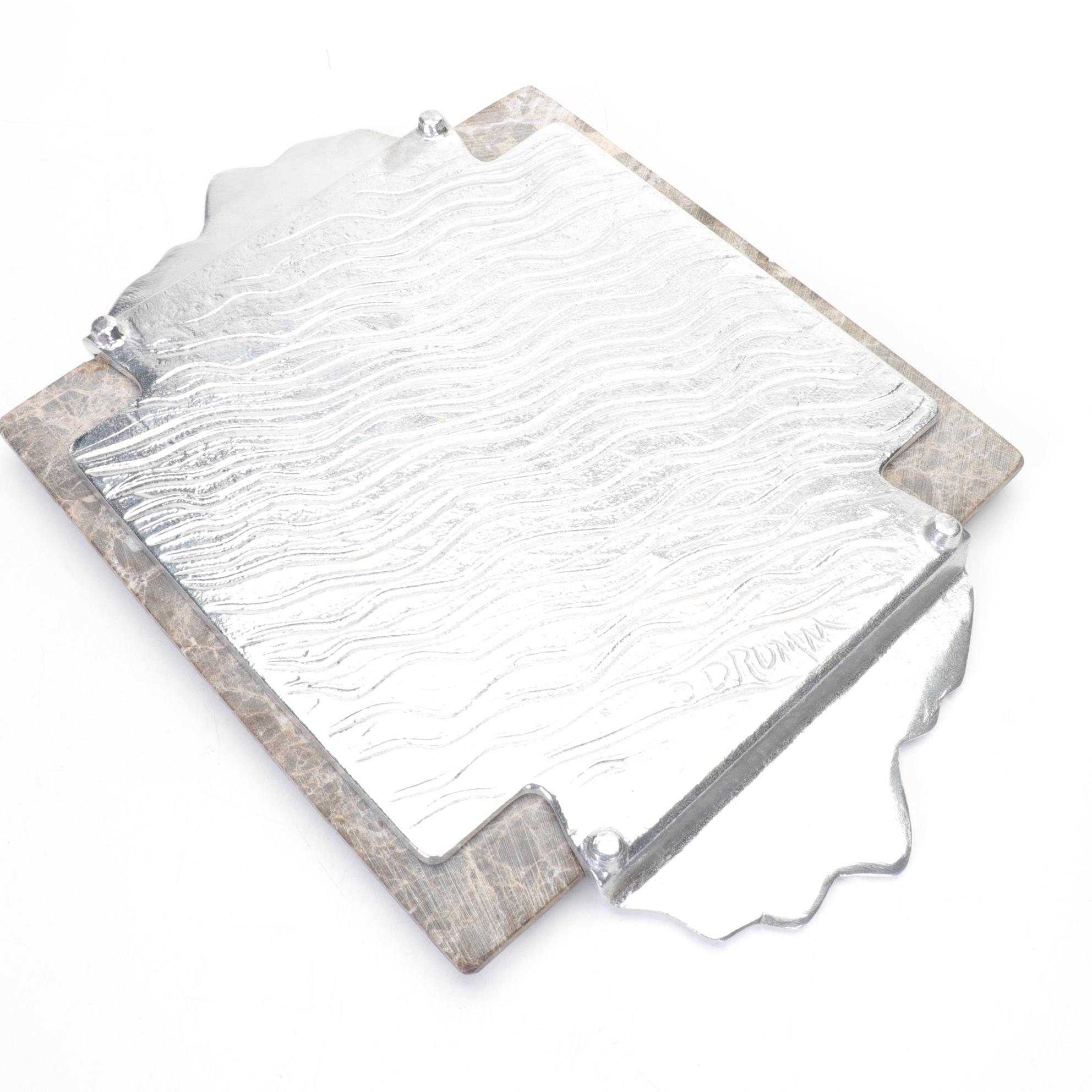 Donald Drumm Studios Marble and Aluminum Cheeseboard