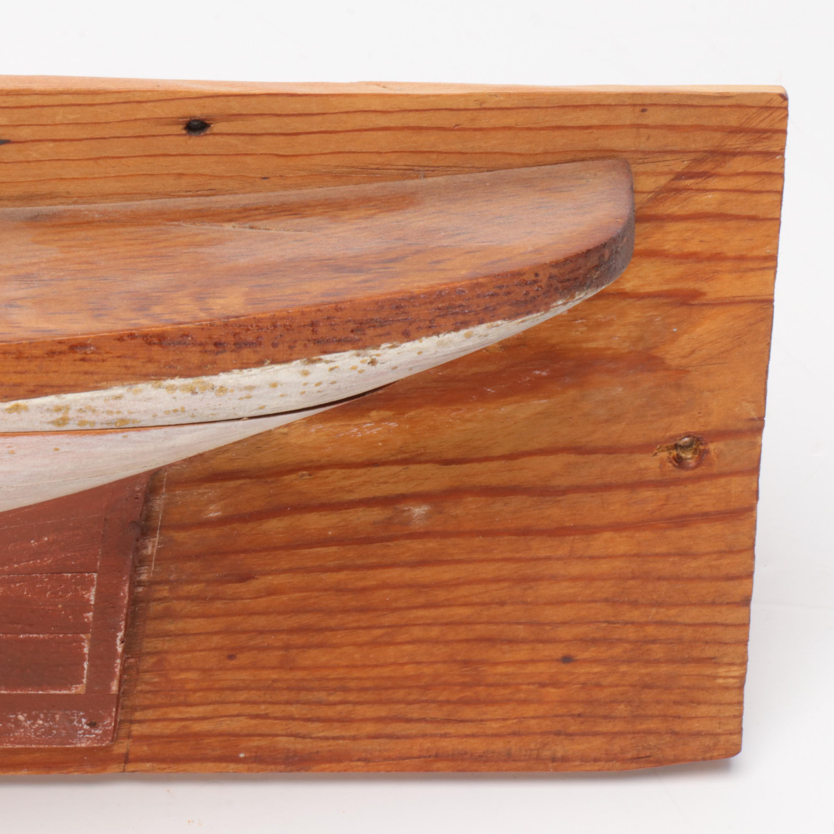 Polychrome Wood Boat Motif Wall Hangings, Late 20th Century