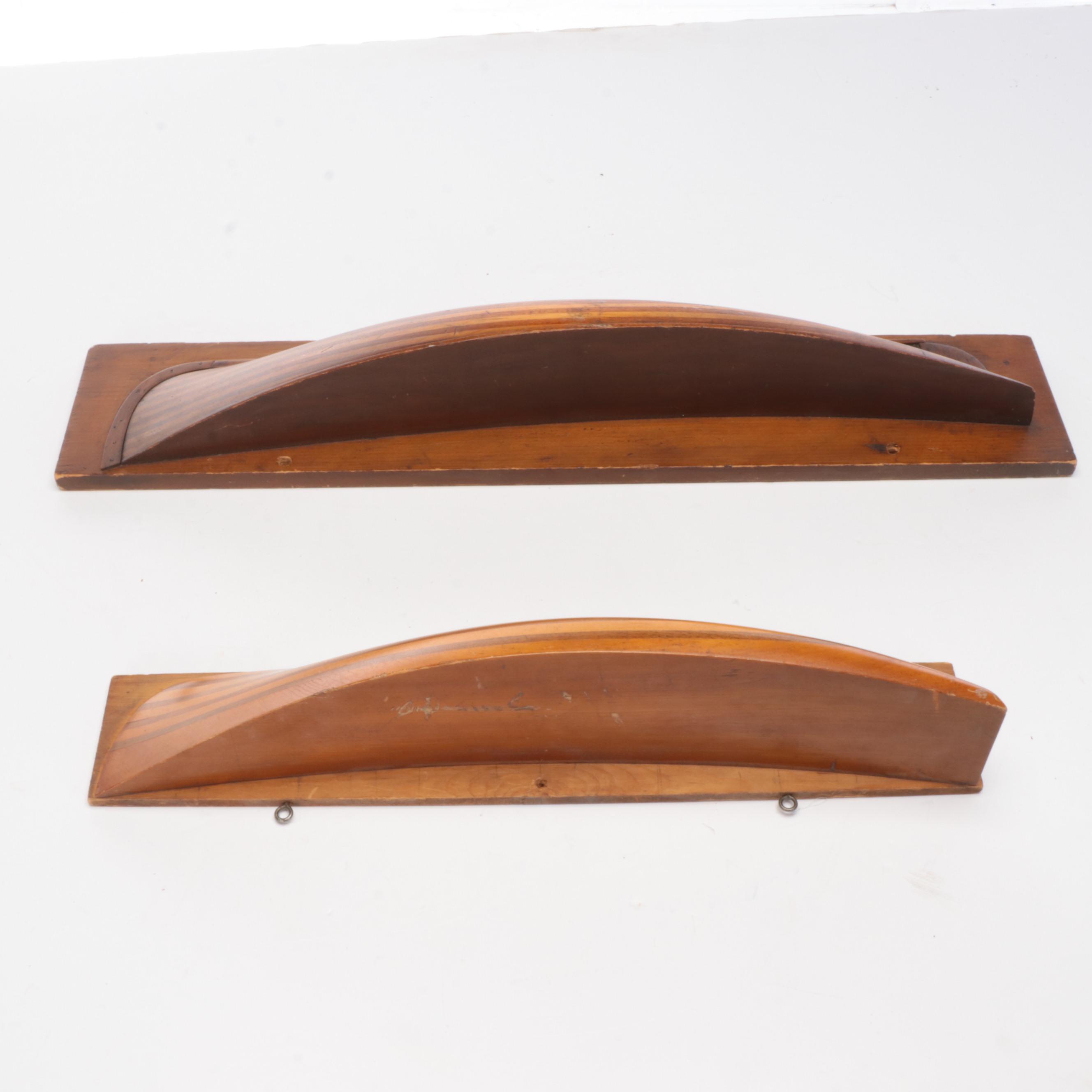 Two Model Boat Half Hull Replica Wall Plaques