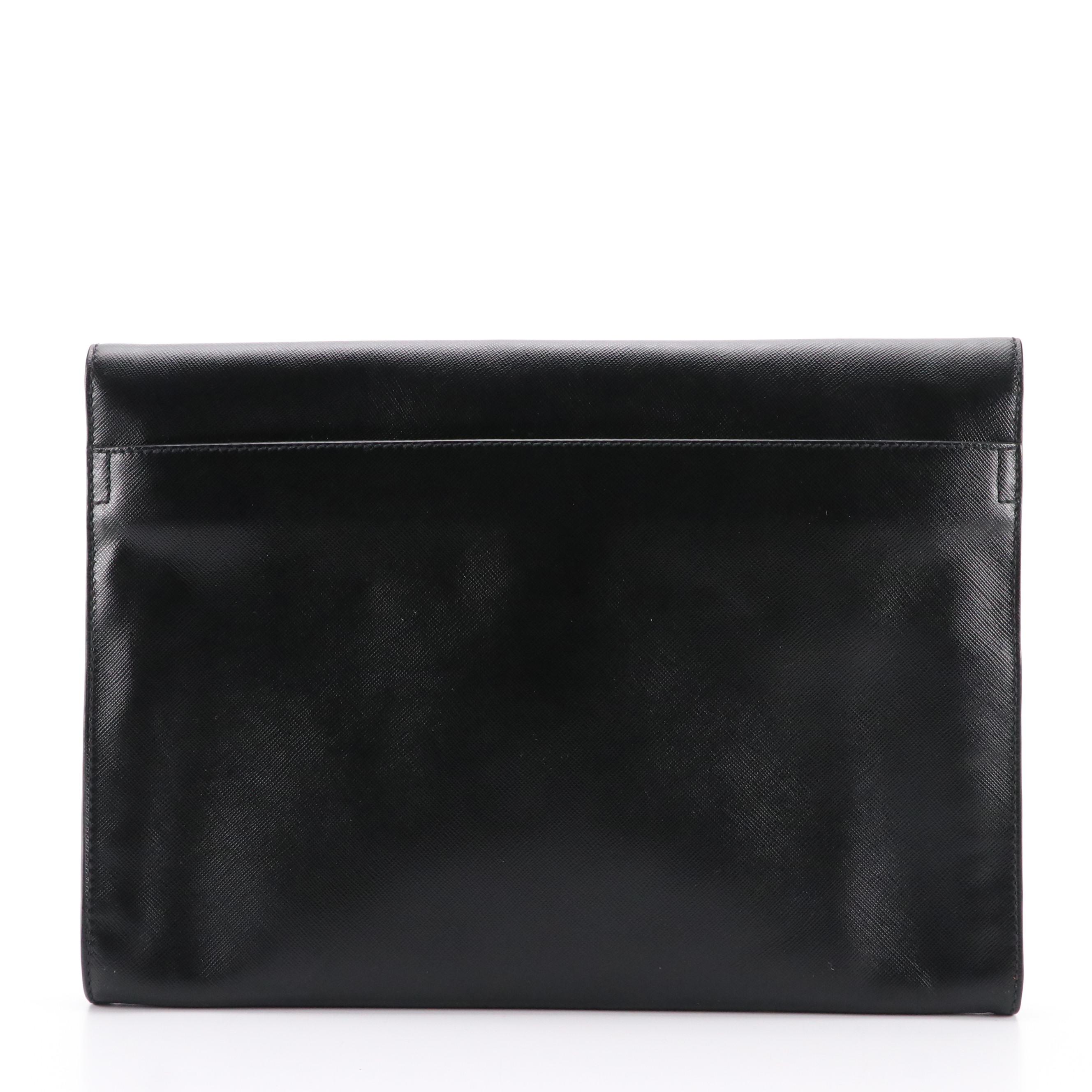 Prada Document Travel Case in Black Saffiano Leather