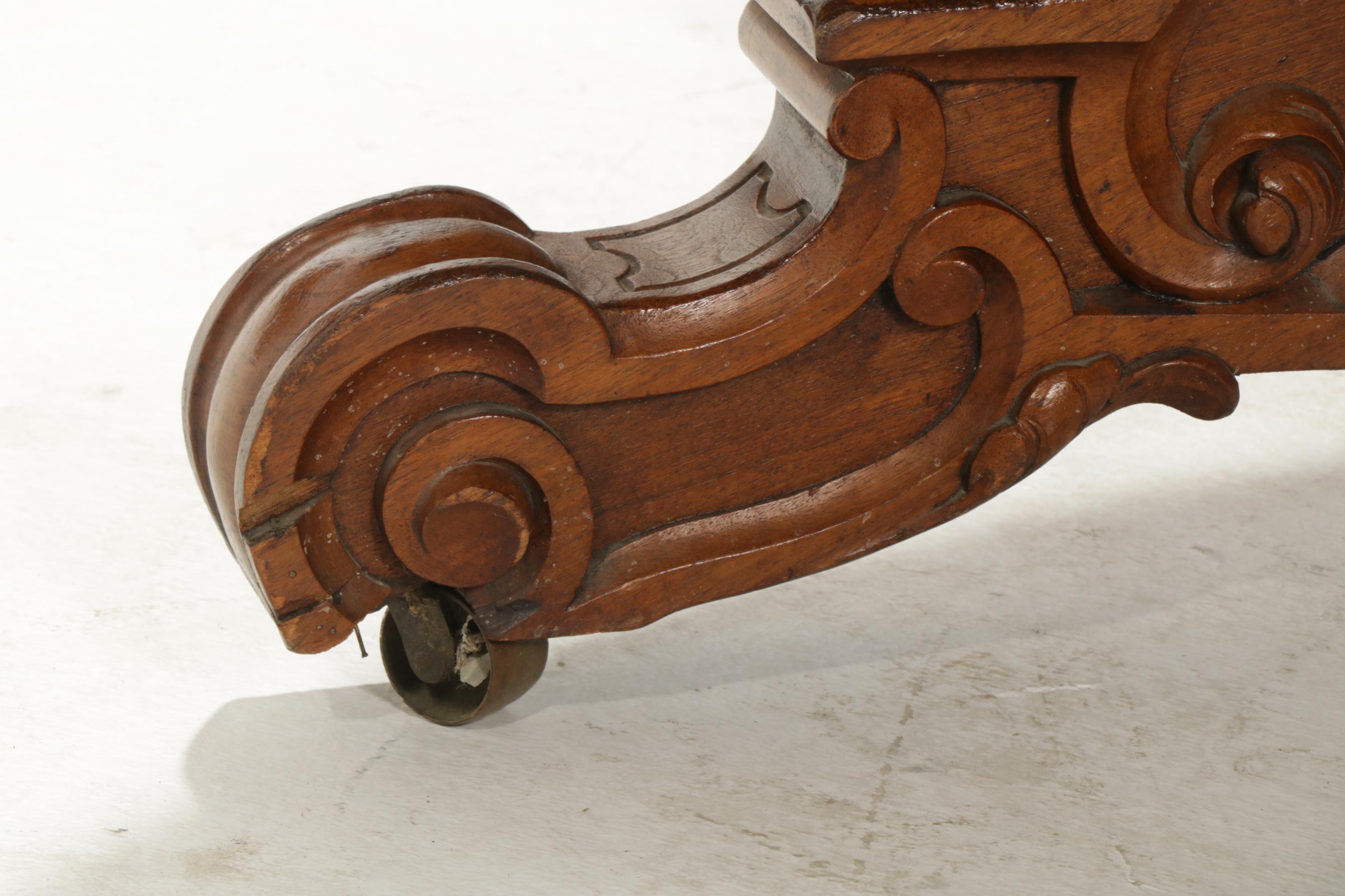 Victorian Carved Walnut Dining Table, Storage Sideboard and Chairs