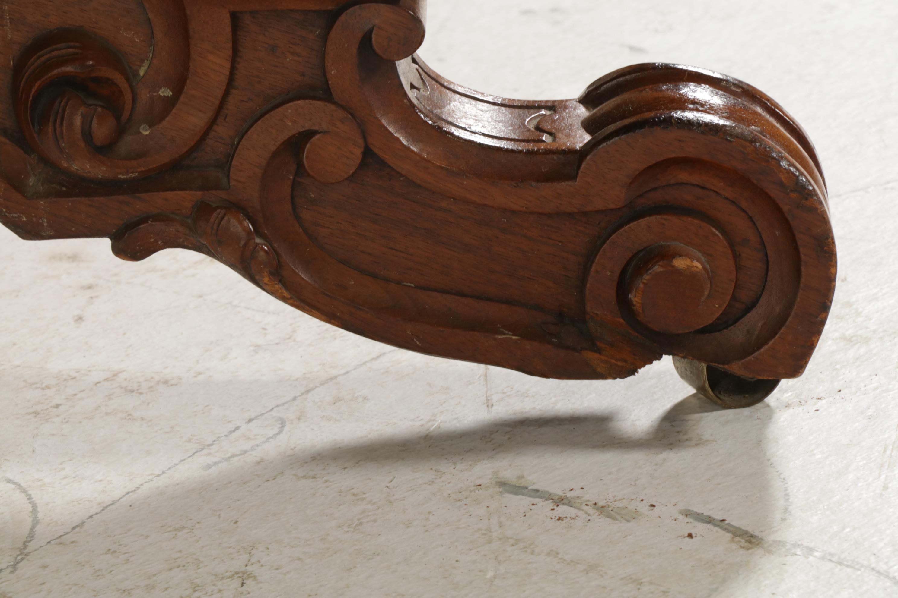 Victorian Carved Walnut Dining Table, Storage Sideboard and Chairs