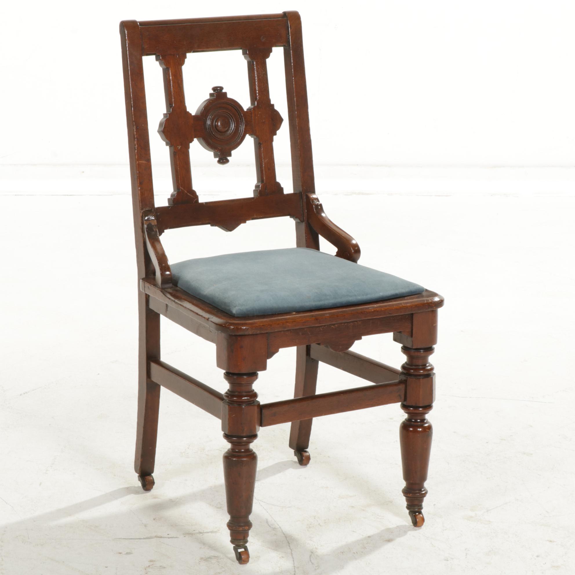 Victorian Carved Walnut Dining Table, Storage Sideboard and Chairs