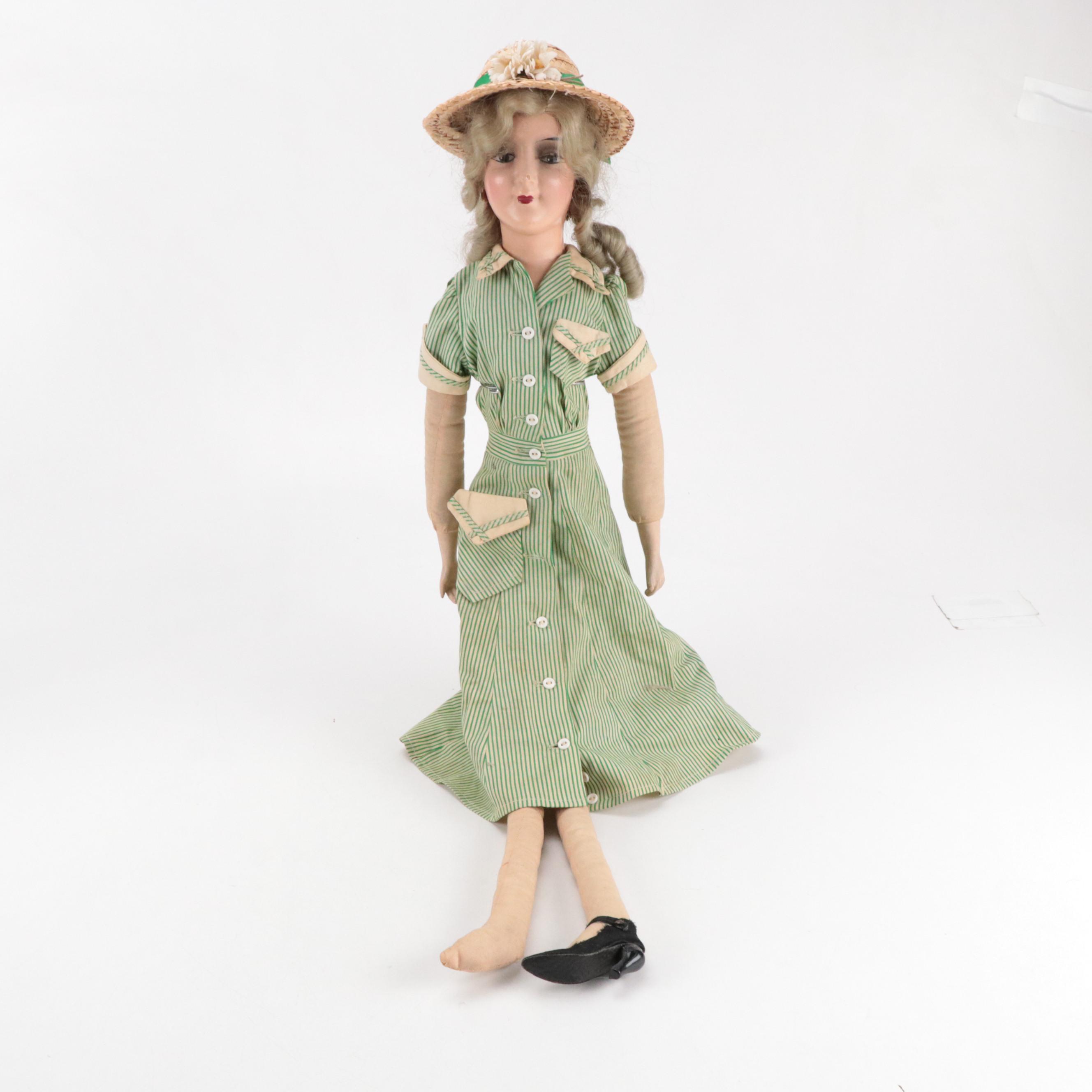 Jazz Age Compostion Boudoir Dolls, Early to Mid-20th Century