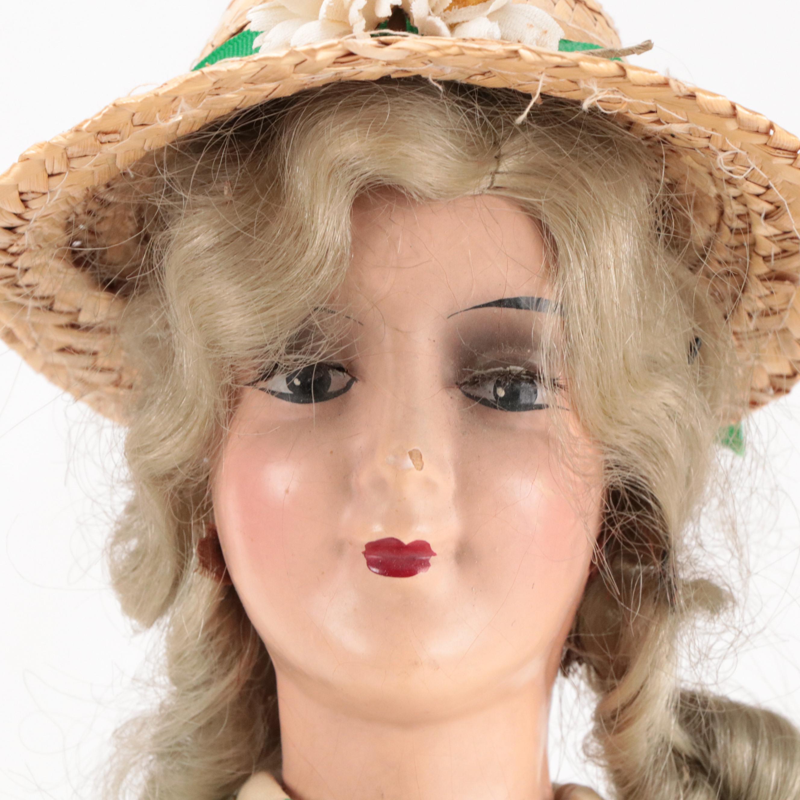 Jazz Age Compostion Boudoir Dolls, Early to Mid-20th Century