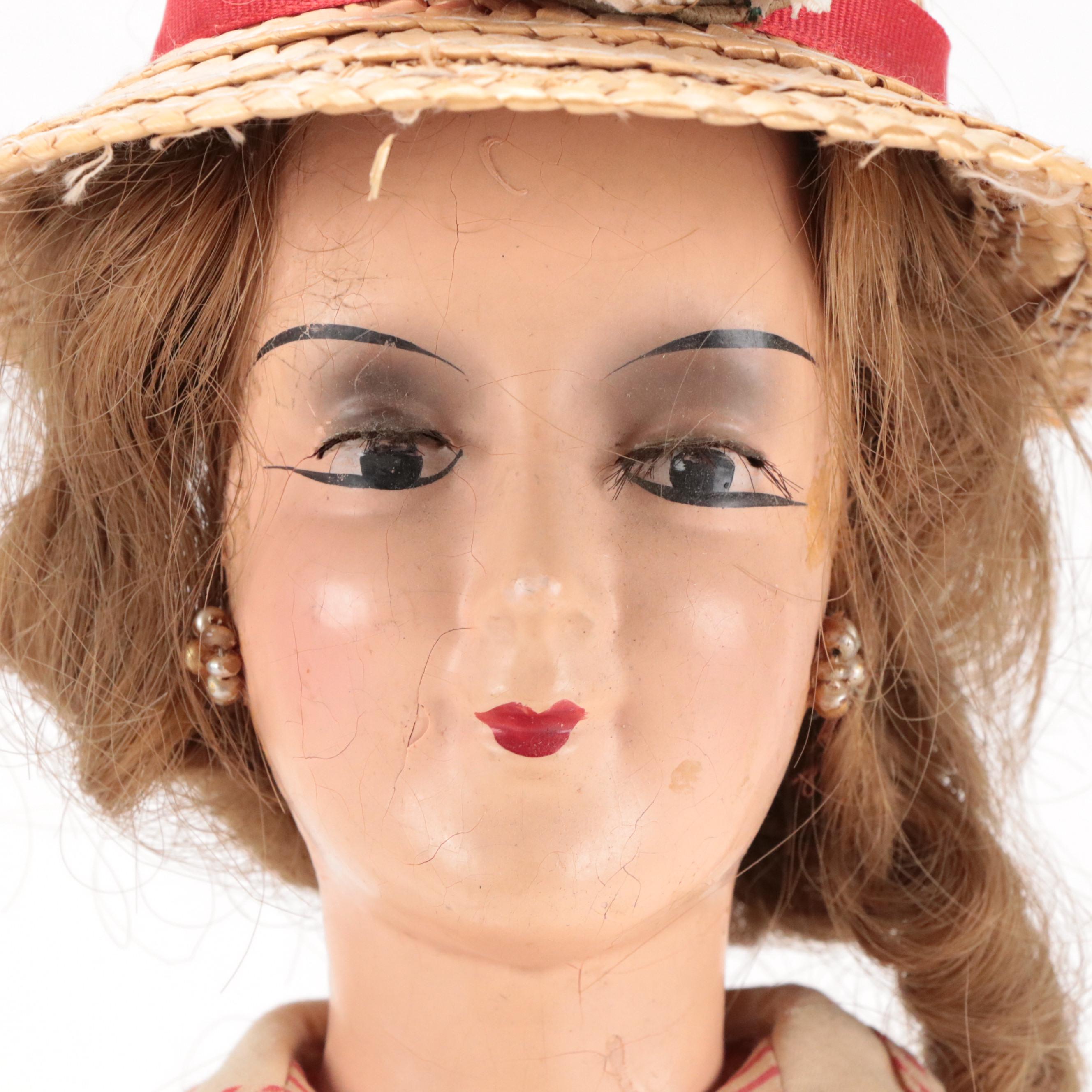 Jazz Age Compostion Boudoir Dolls, Early to Mid-20th Century