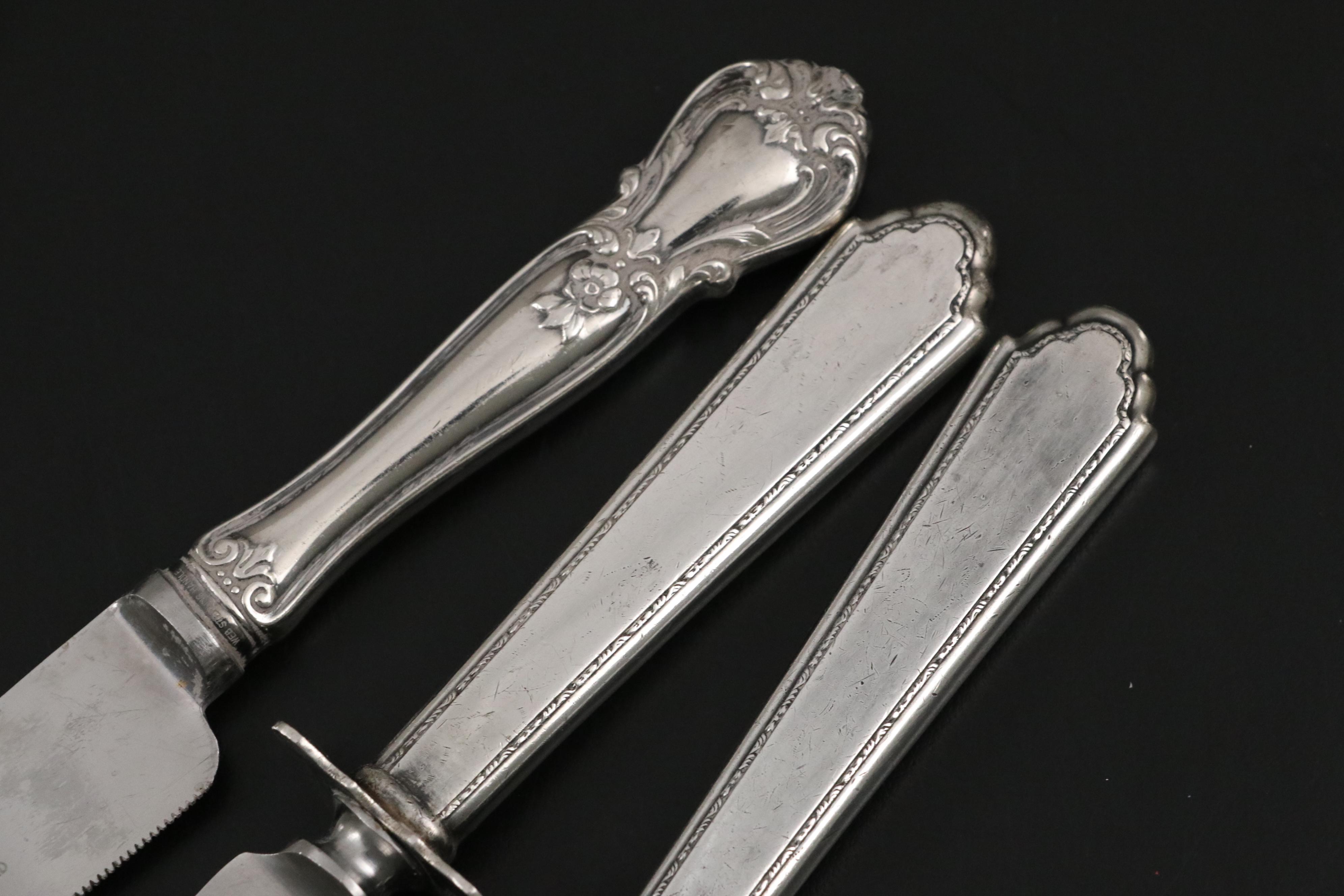 Lunt Sterling Silver Carving Set with Web Sterling Silver Knife and More