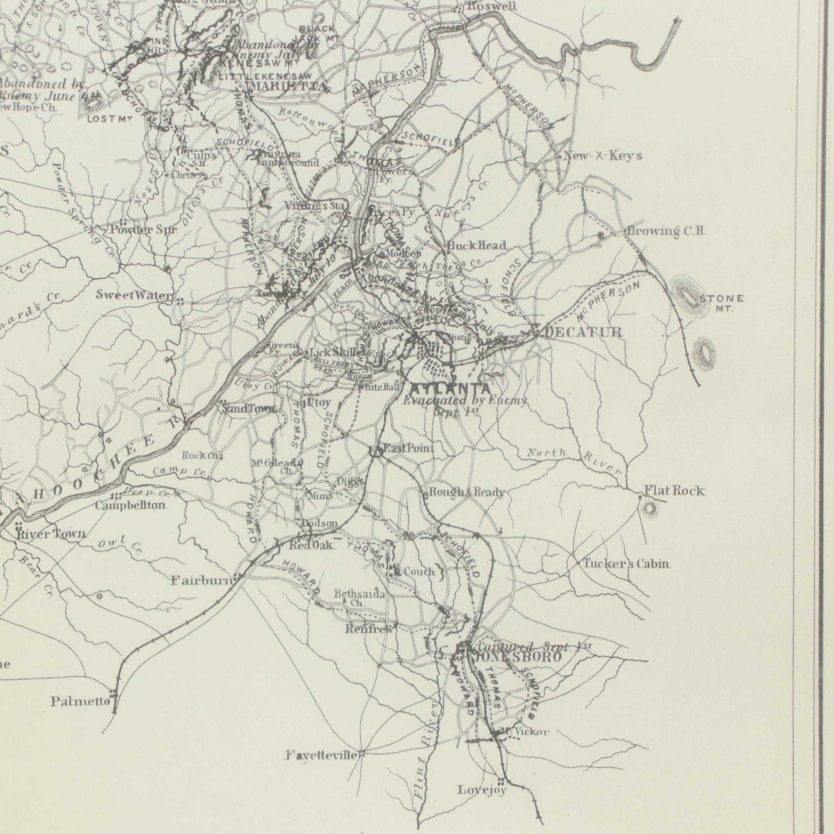 Lithograph Reproduction Civil War Map of Atlanta, Georgia