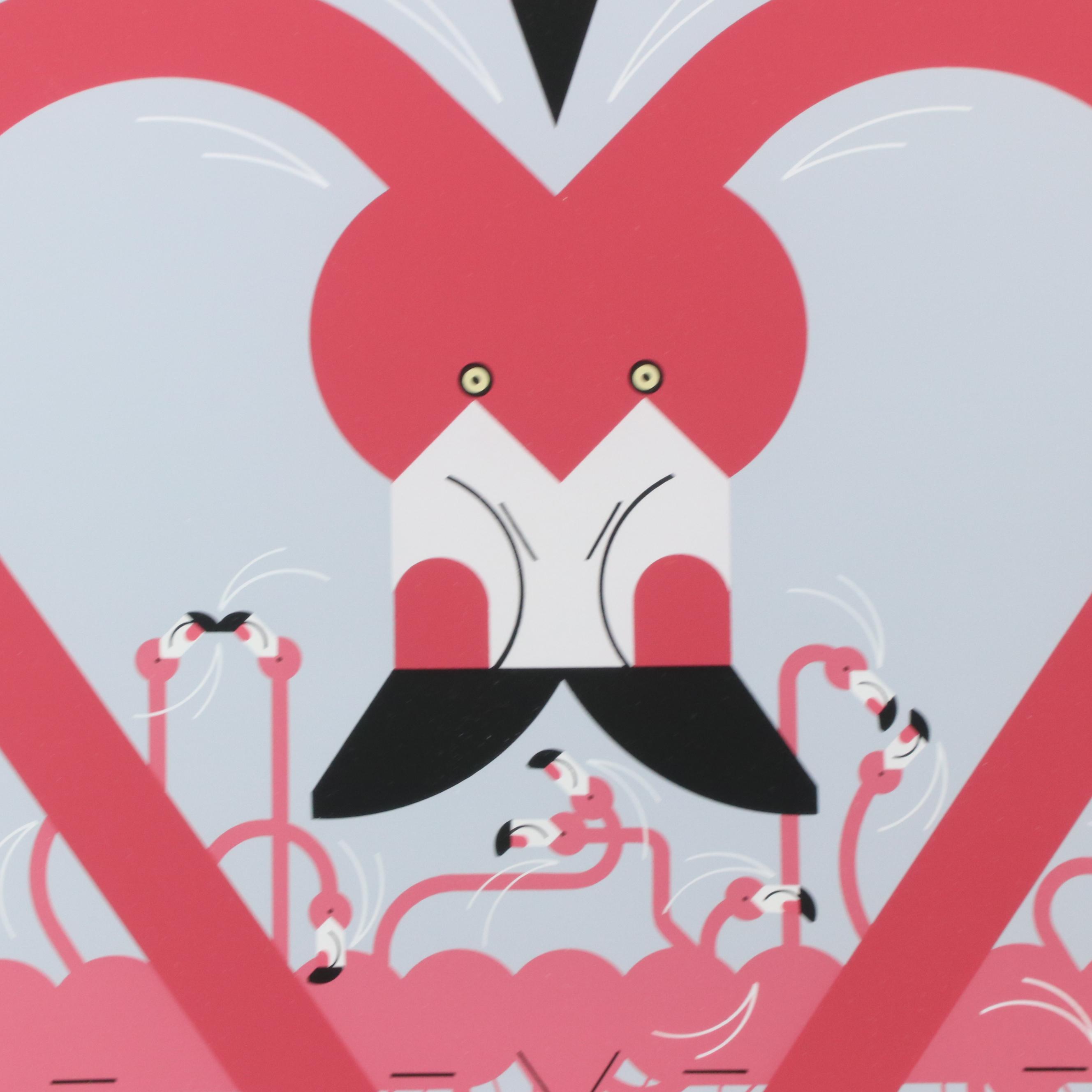 Charley Harper Modernist Serigraph "Flamingo a Go Go," 1988