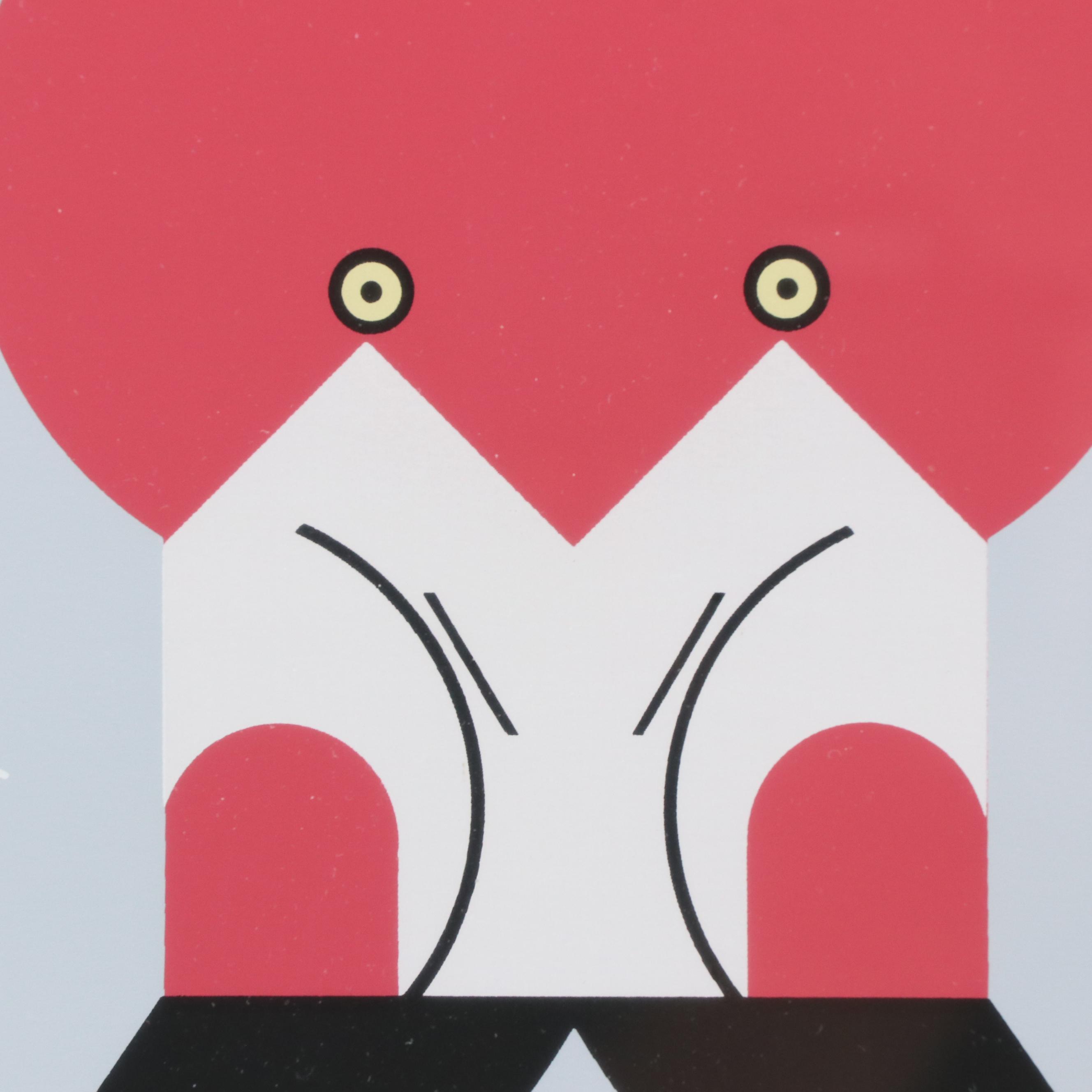 Charley Harper Modernist Serigraph "Flamingo a Go Go," 1988