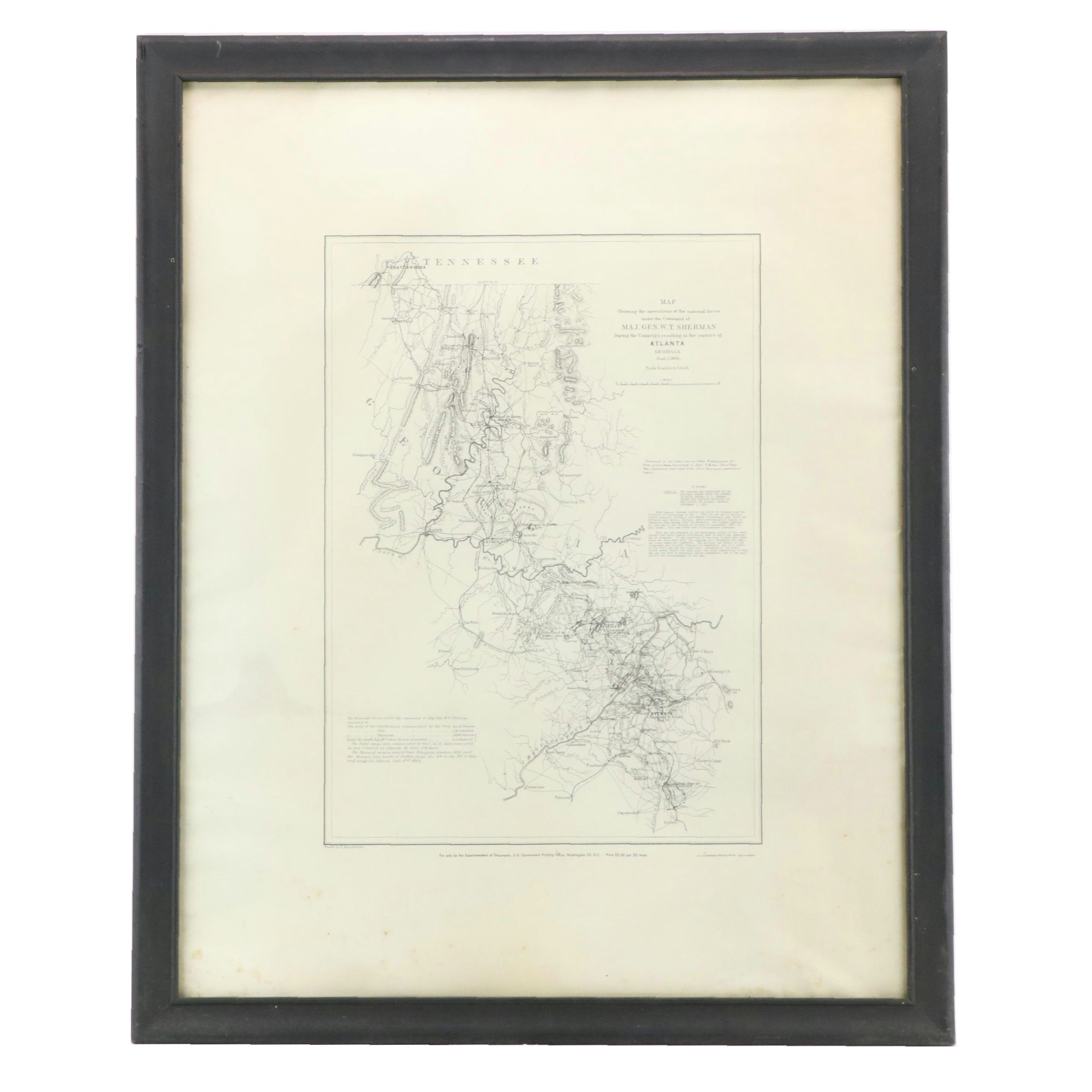 Lithograph Reproduction Civil War Map of Atlanta, Georgia