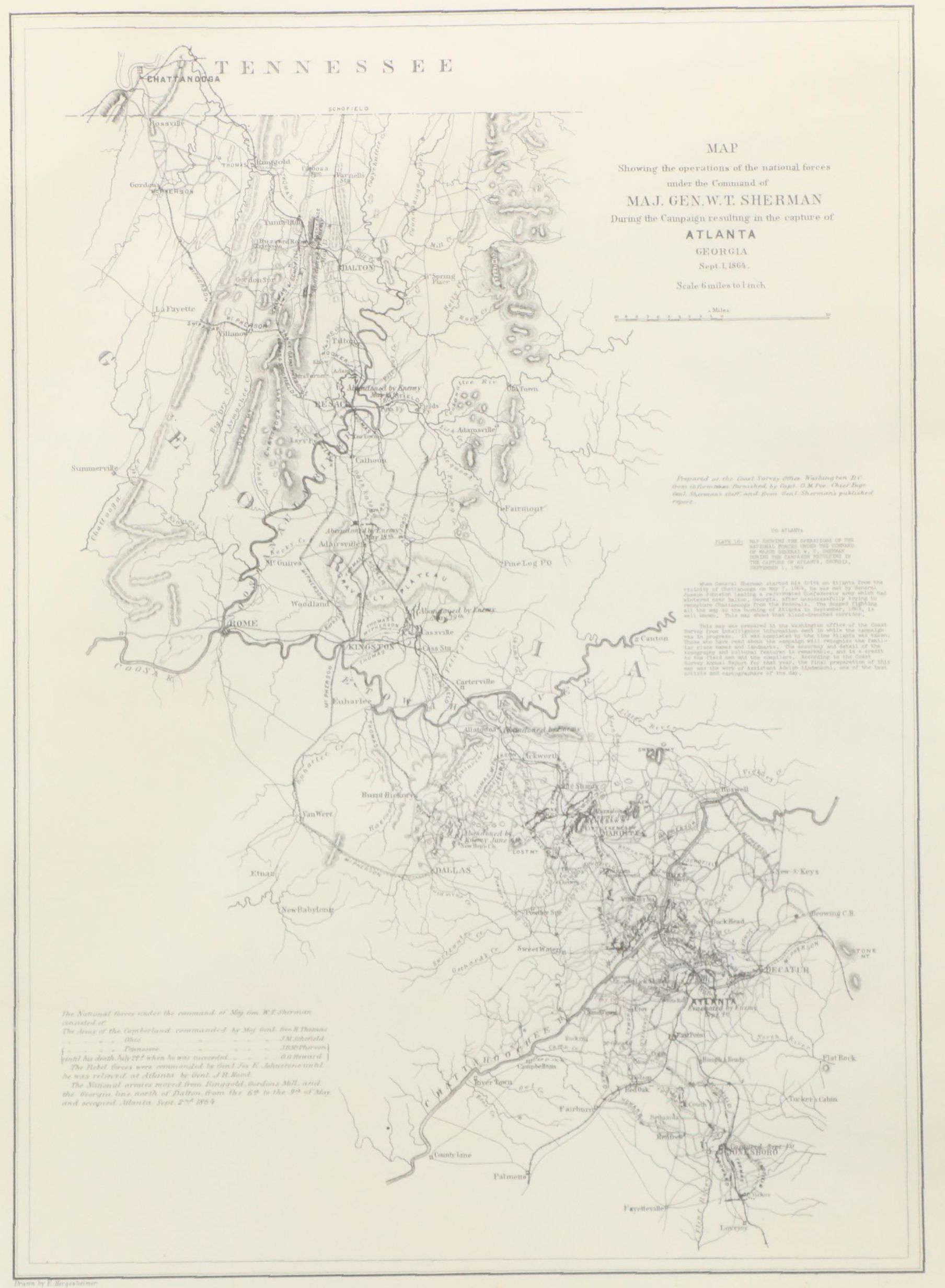 Lithograph Reproduction Civil War Map of Atlanta, Georgia