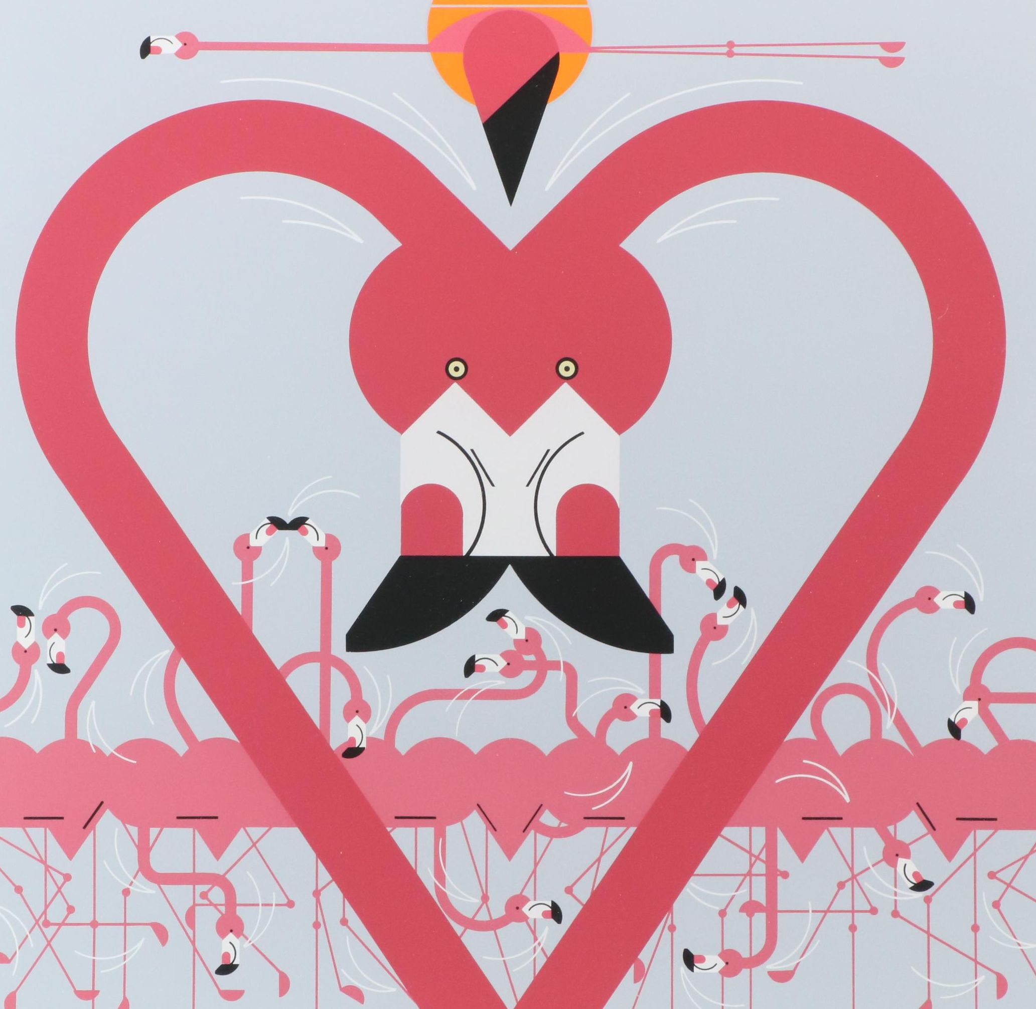 Charley Harper Modernist Serigraph "Flamingo a Go Go," 1988