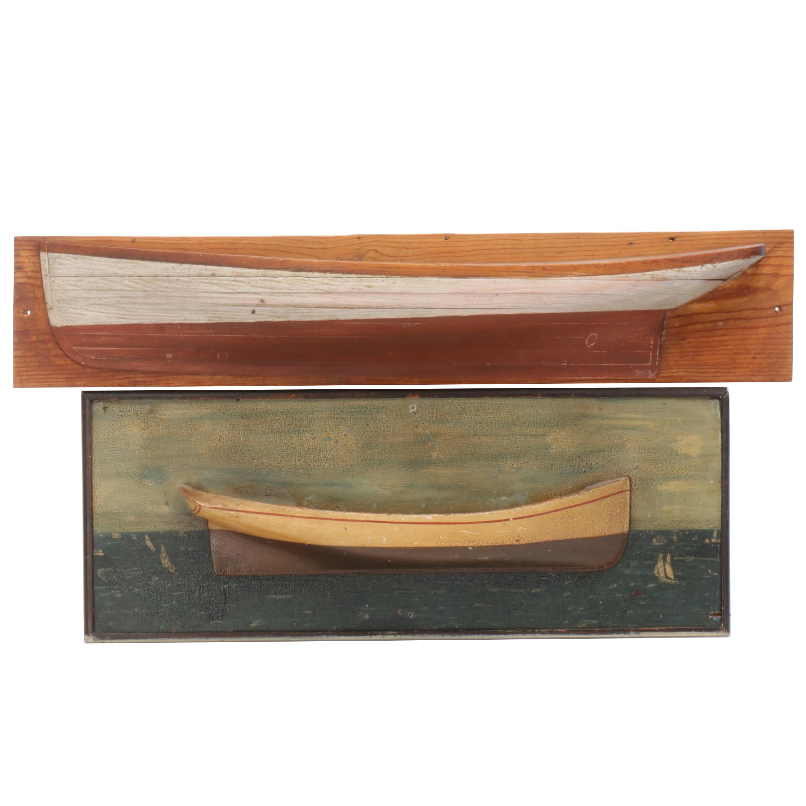 Polychrome Wood Boat Motif Wall Hangings, Late 20th Century