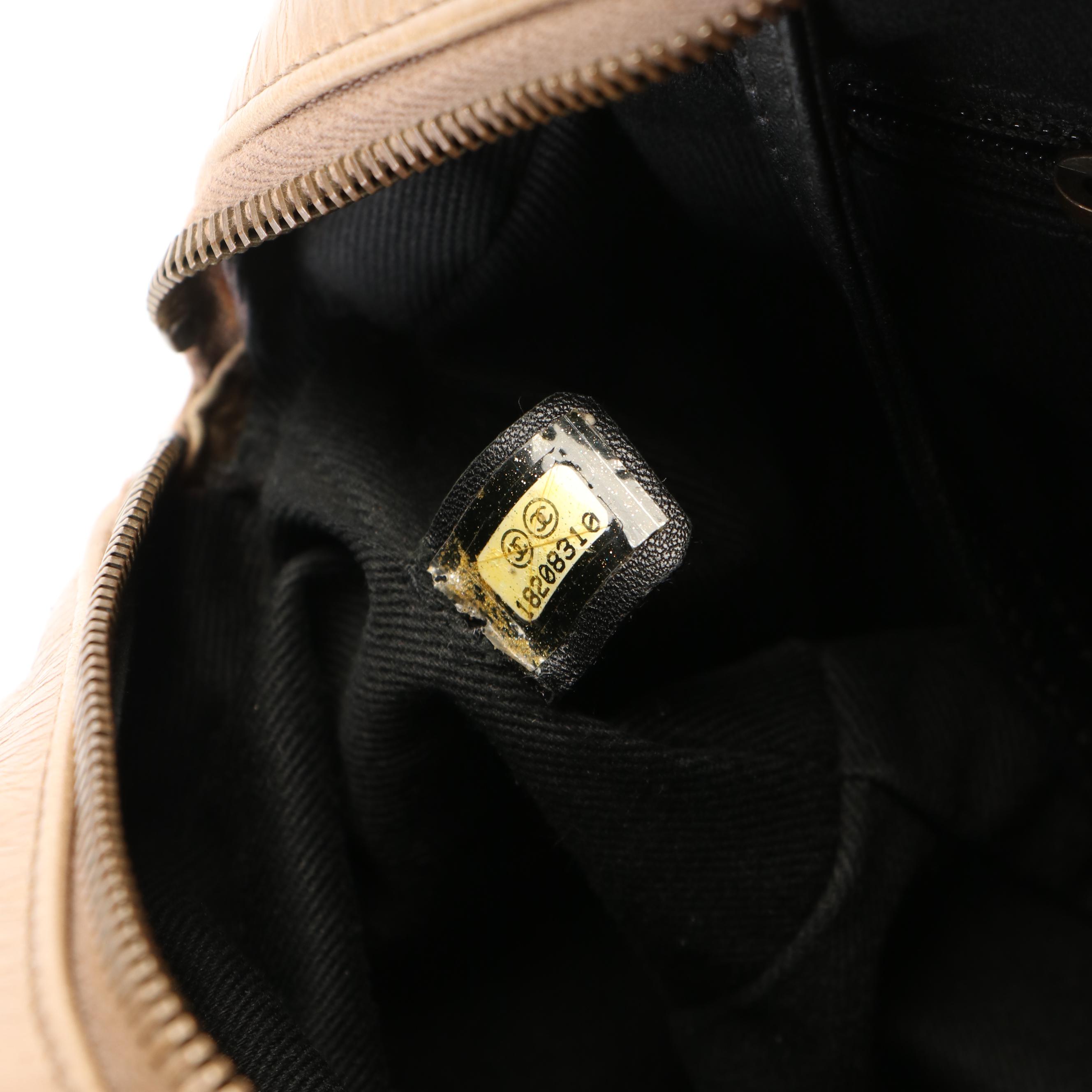 Chanel Castle Rock Bowler Bag in Quilted Beige Glazed Leather