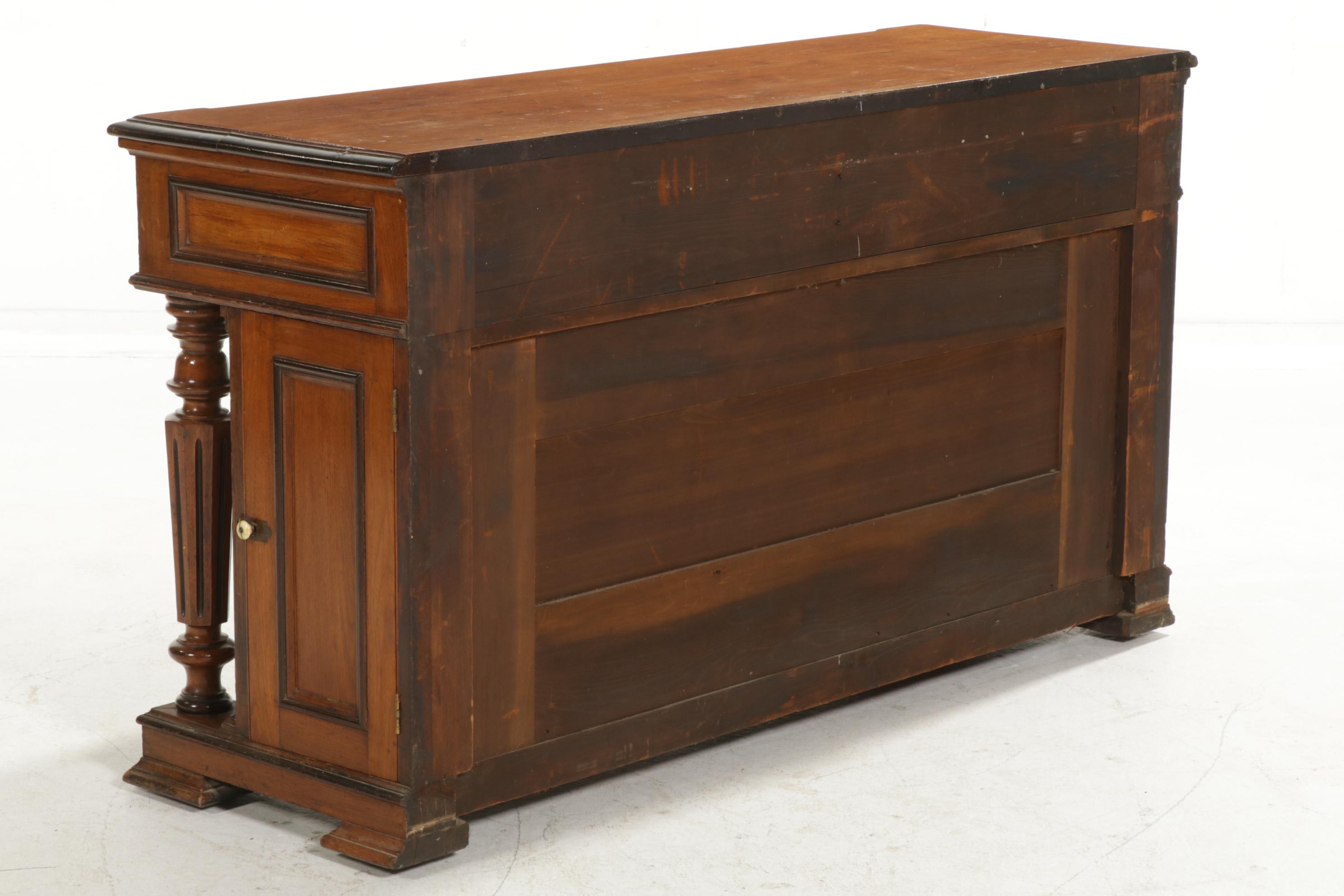 Victorian Carved Walnut Dining Table, Storage Sideboard and Chairs