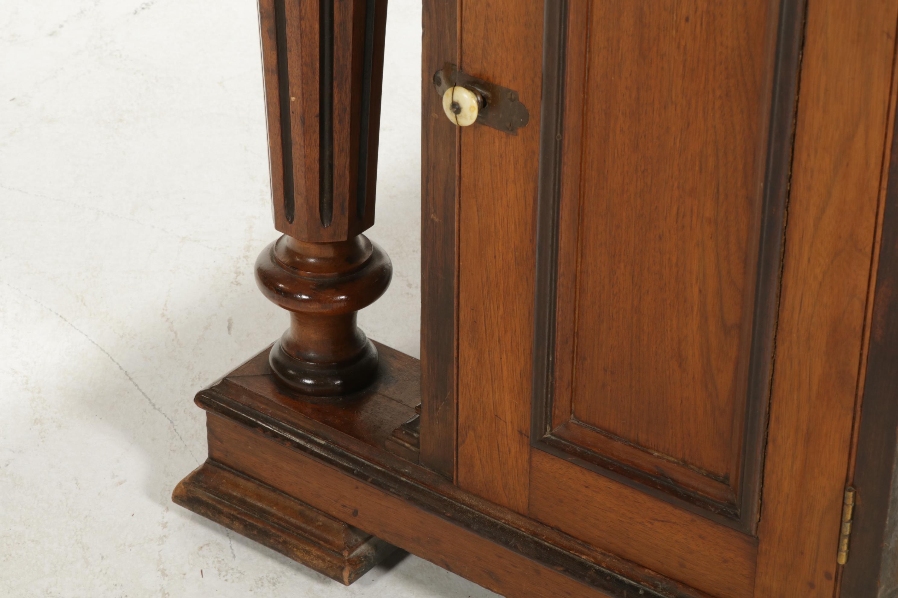 Victorian Carved Walnut Dining Table, Storage Sideboard and Chairs