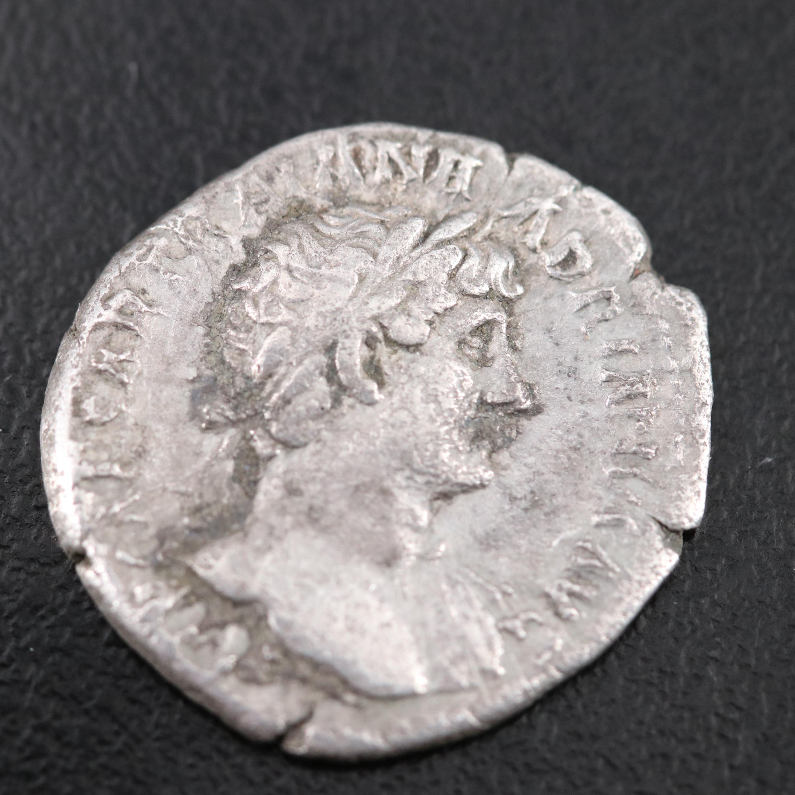 Ancient Roman Imperial AR Denarius Coin of Trajan, ca. 105 A.D.